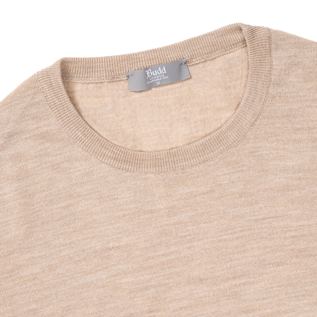 Merino Wool Crew Neck Jumper in Oat - Image 2