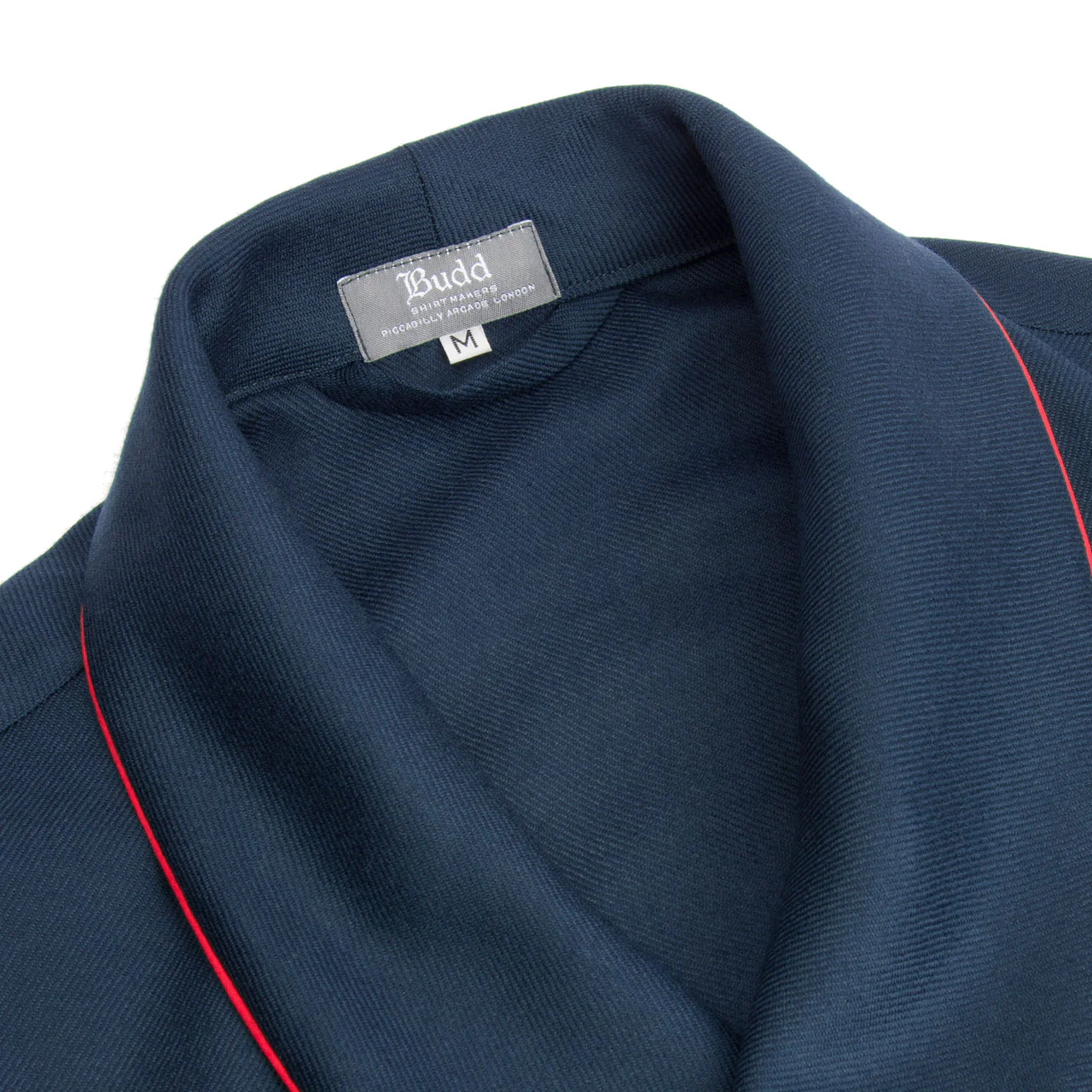 Plain Wool Dressing Gown in Navy and Red - Image 3