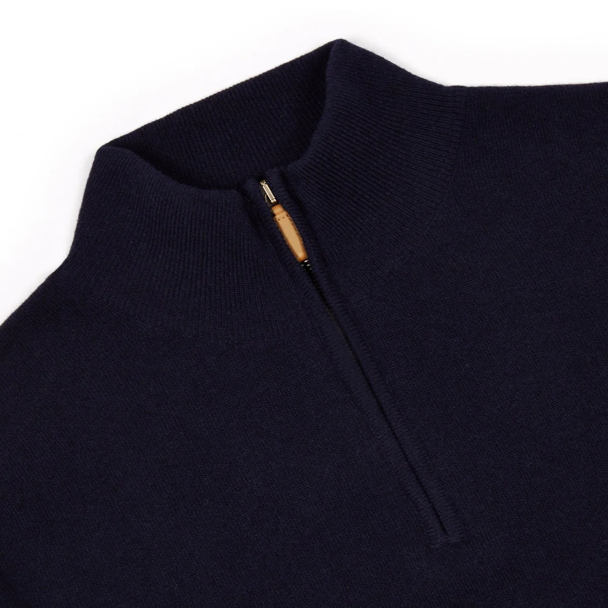 Wool Cashmere Quarter Zip Jumper in Dark Navy - Image 2
