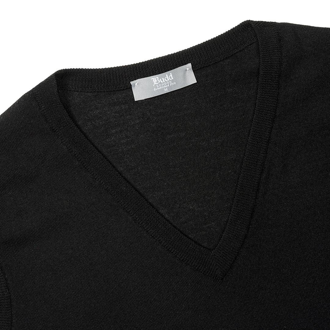 Merino Wool Slip Over Jumper in Black - Image 2