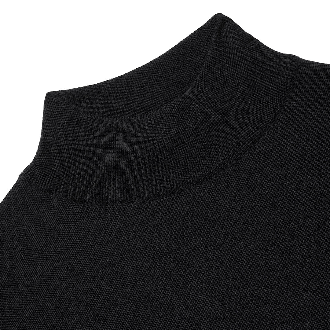 Merino Wool Turtle Neck Jumper in Black - Image 2