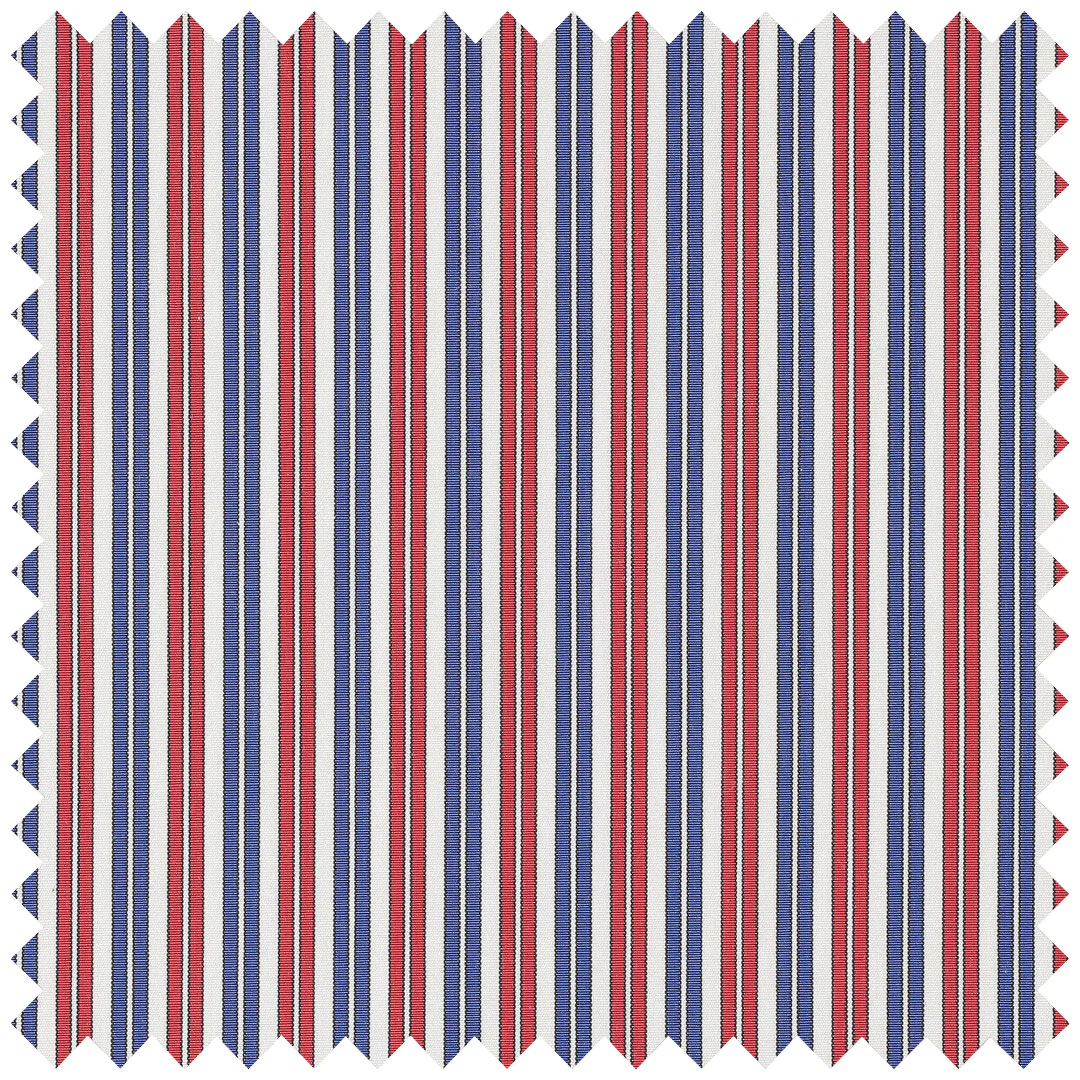 Red and blue double stripe poplin