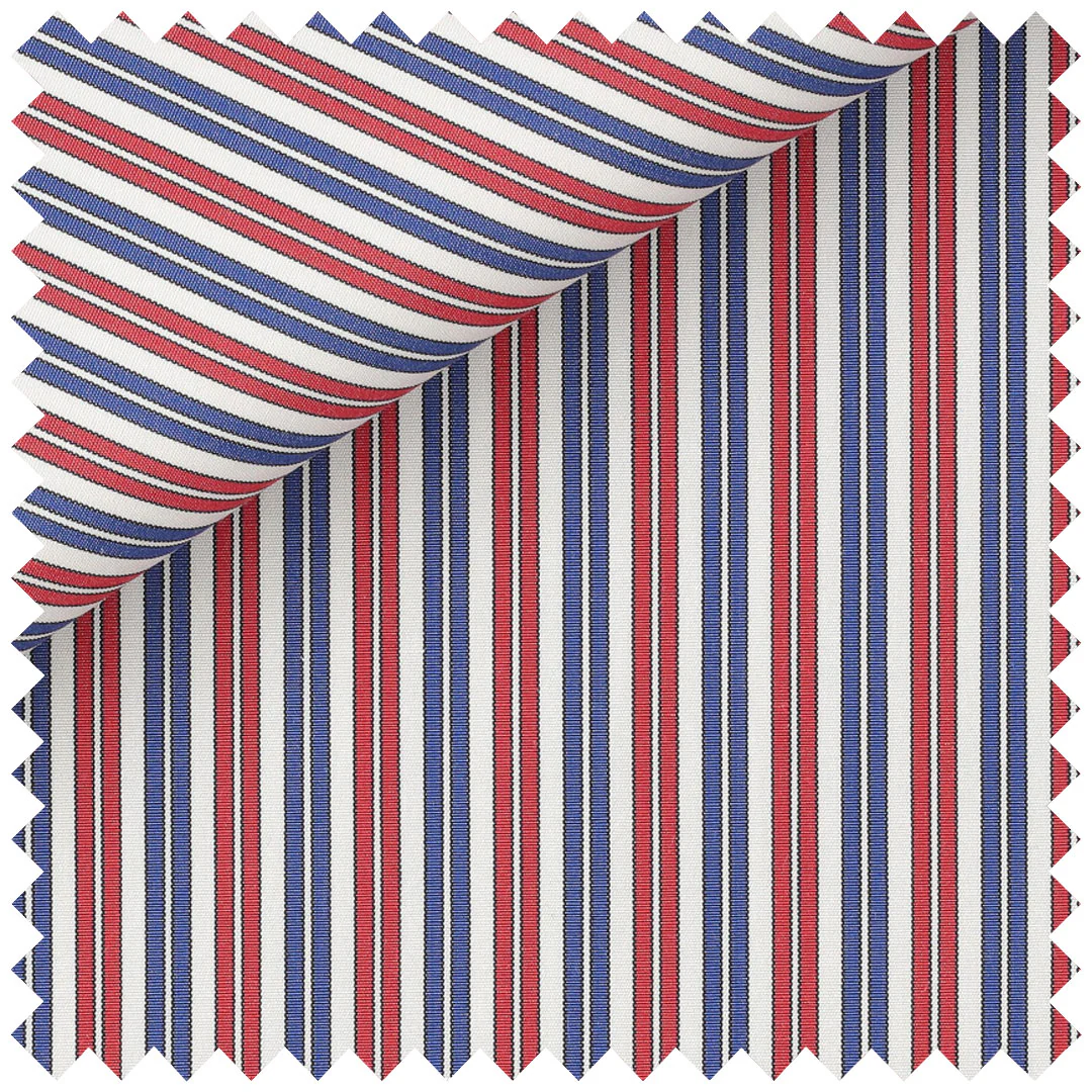 Red and blue double stripe poplin - Image 2