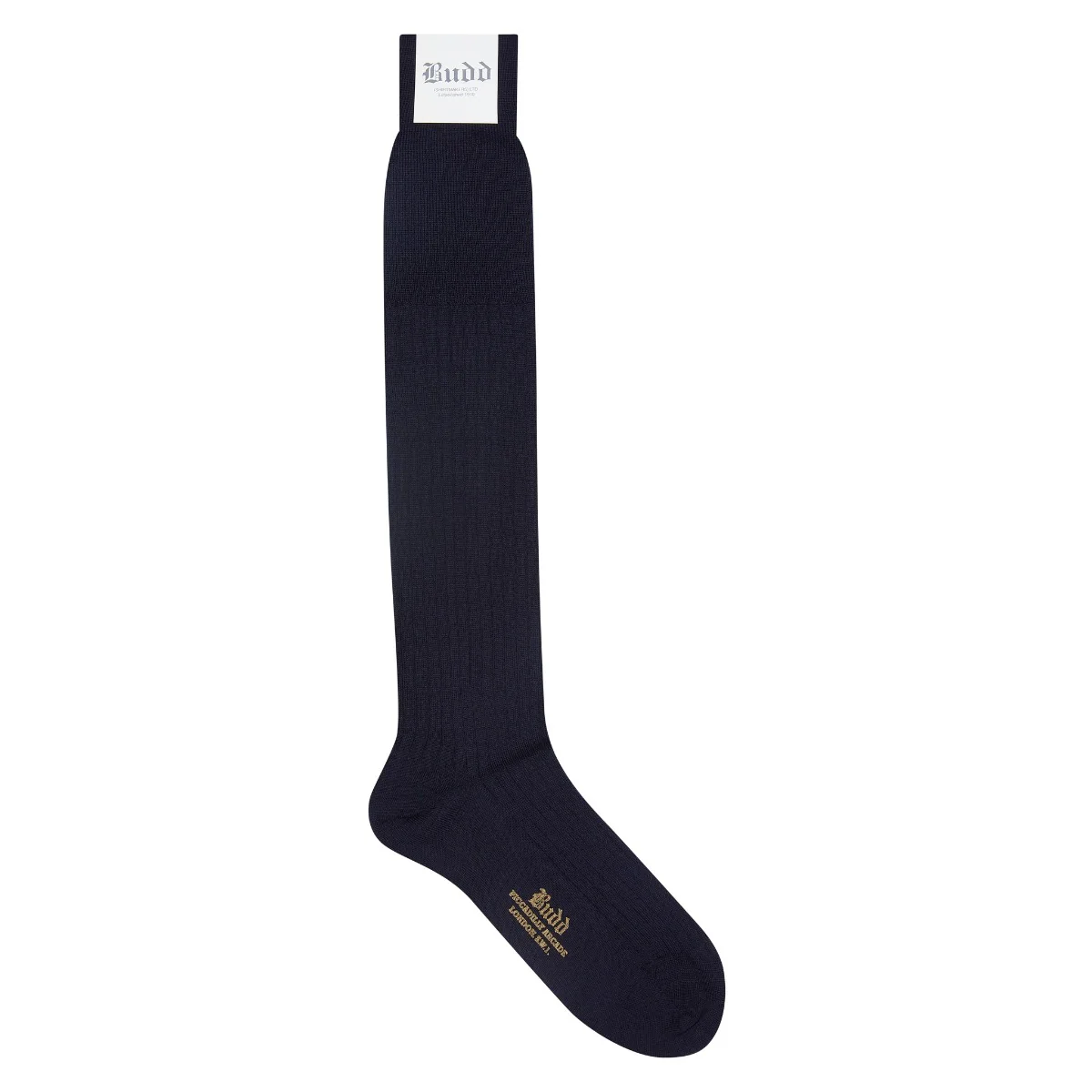 Ribbed Merino Wool With Long Cuff Socks in Navy