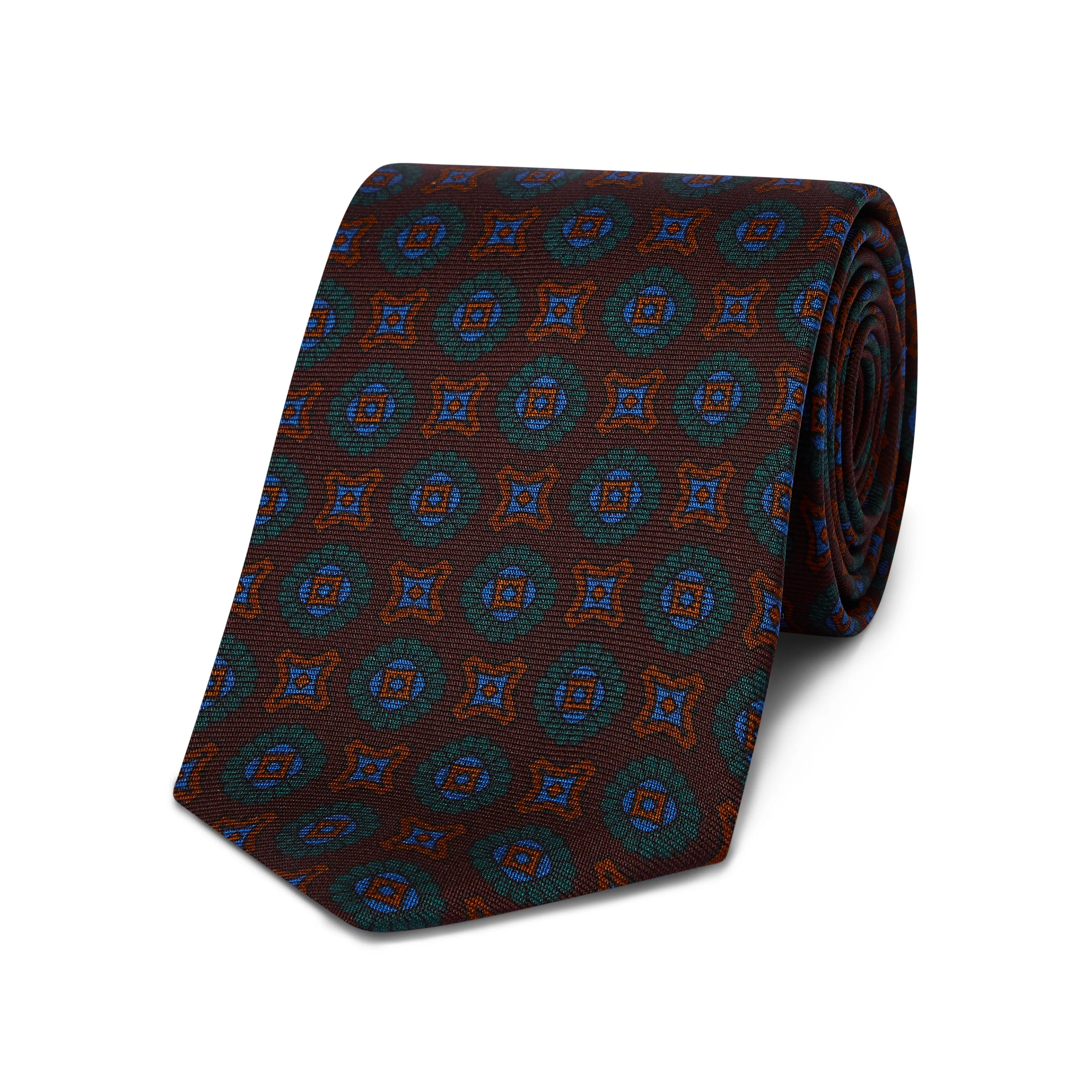 Plucky Rosette and Star Madder Silk Tie in Wine