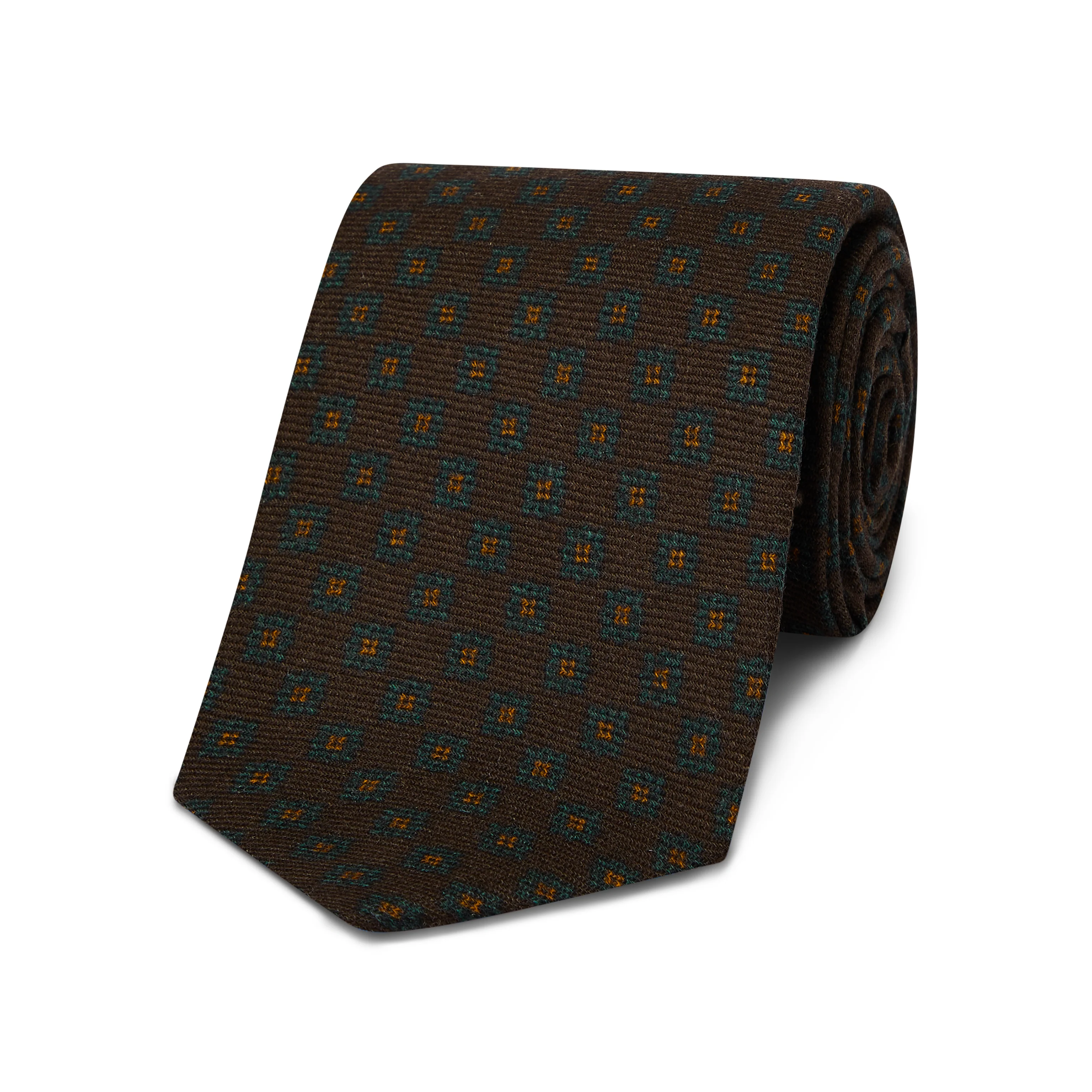 Medallion Wool Tie in Brown