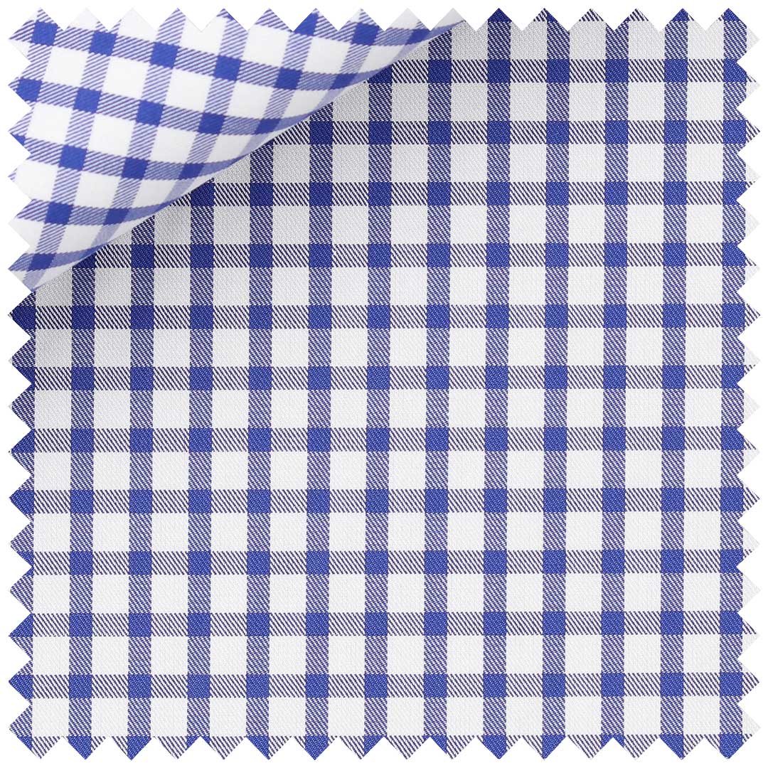 Royal Blue and White Cotton Twill Check - Image 2