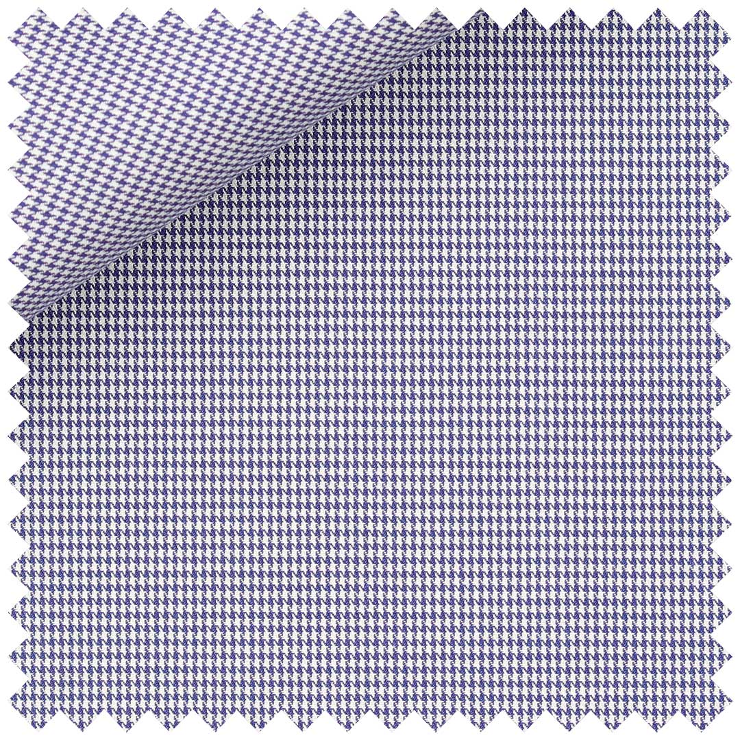 Royal Blue Fine Puppytooth Cotton Twill - Image 2