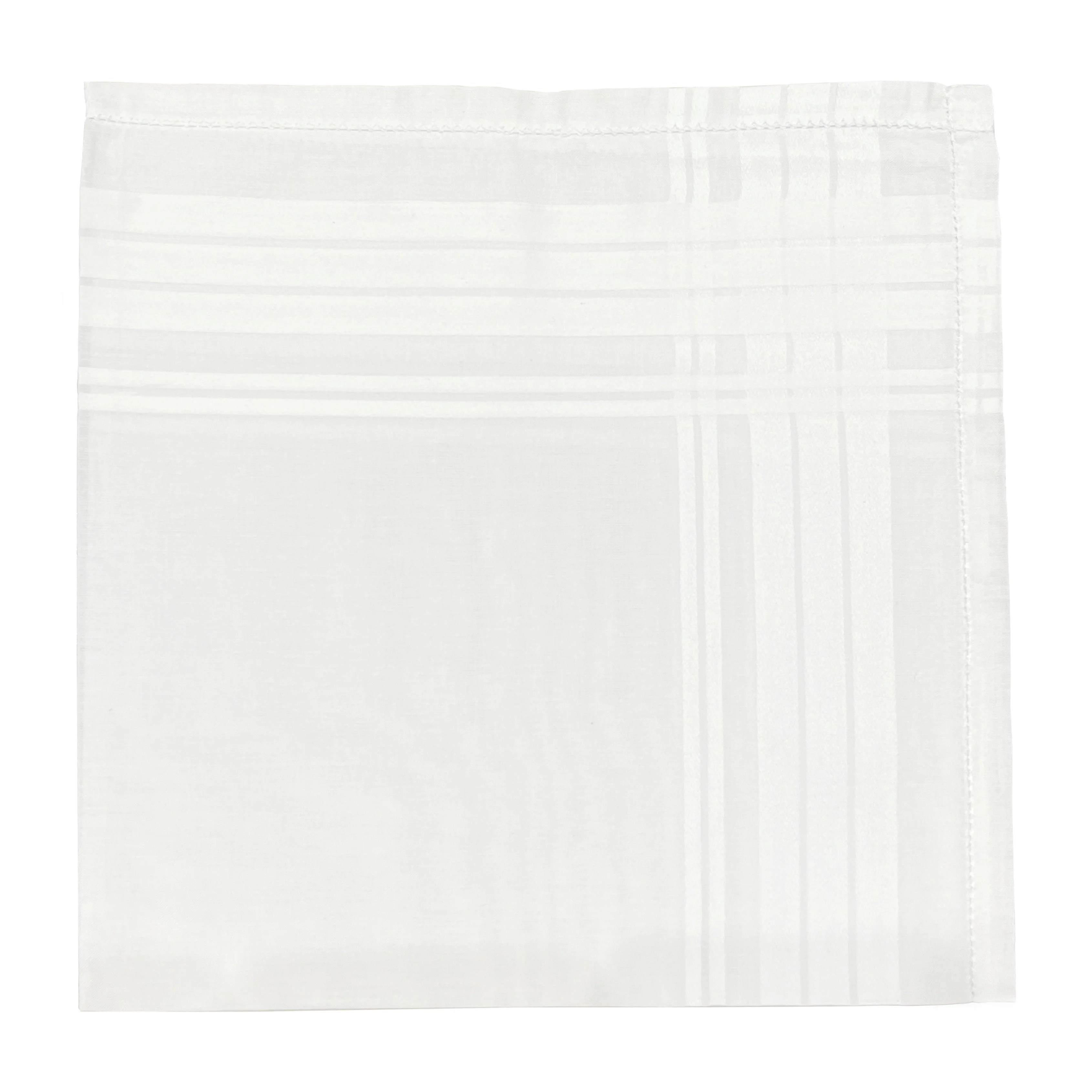 Large Hemstitch Satin Border Handkerchief in White
