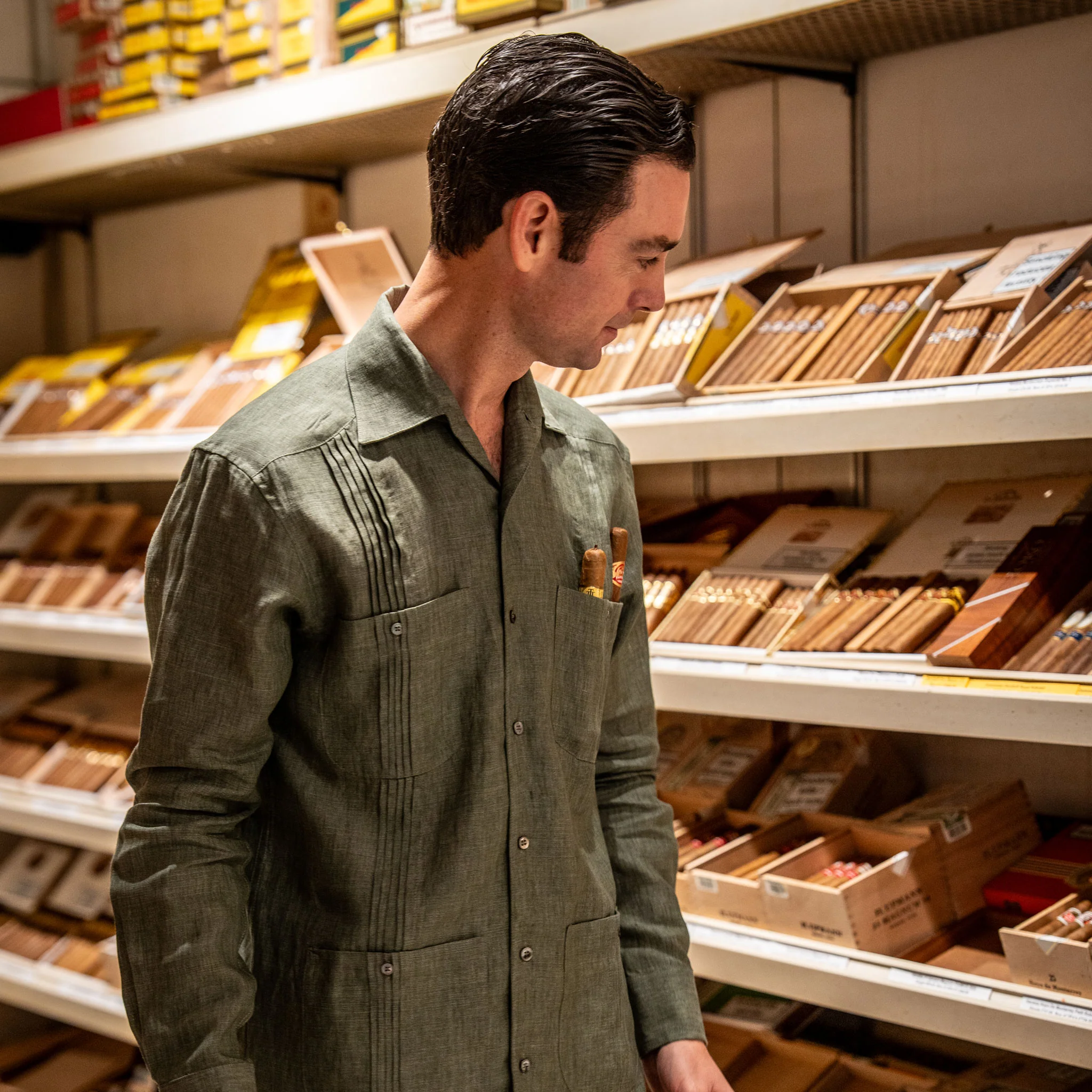 Signature Guayabera Shirt in Khaki - Image 3