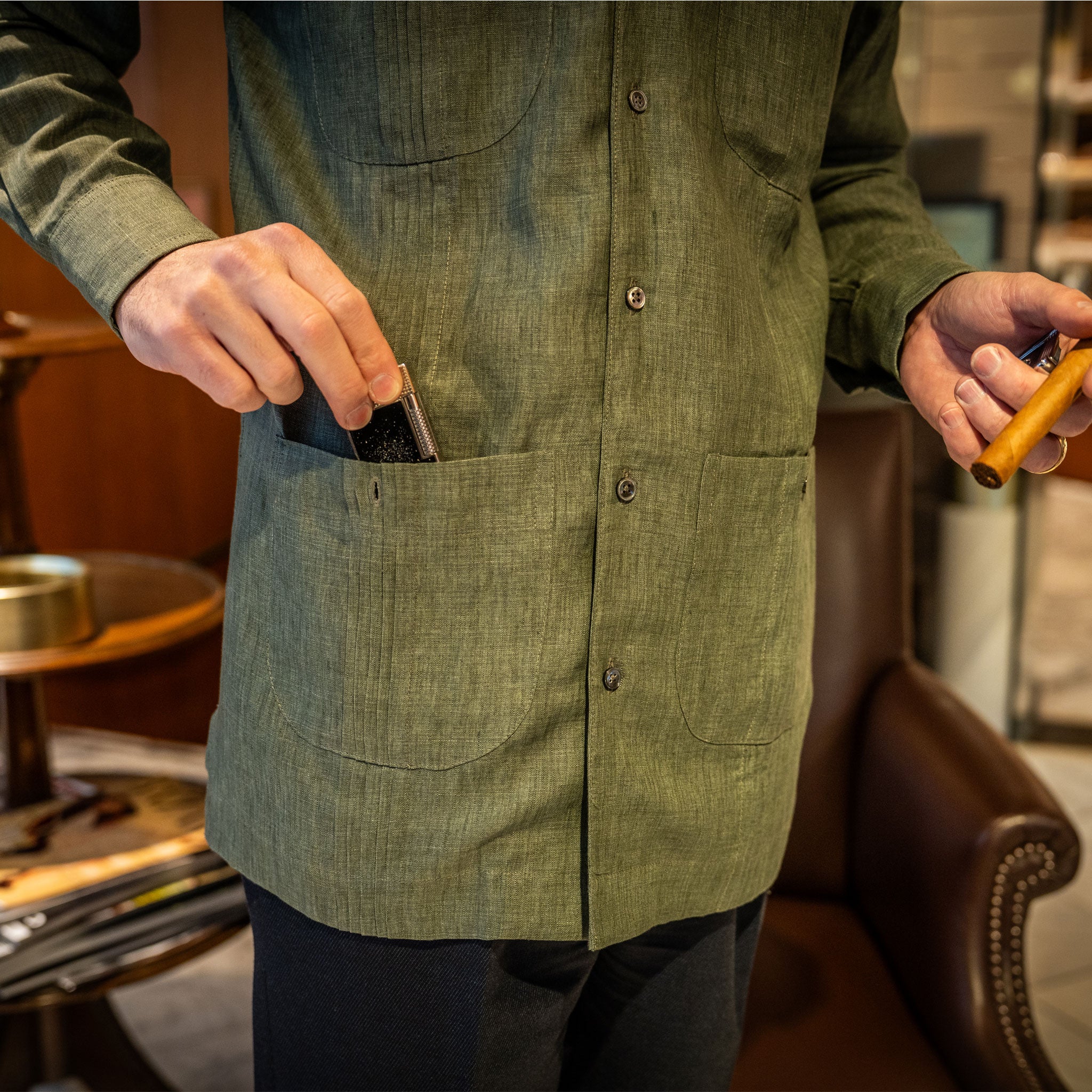 Signature Guayabera Shirt in Khaki - Image 8