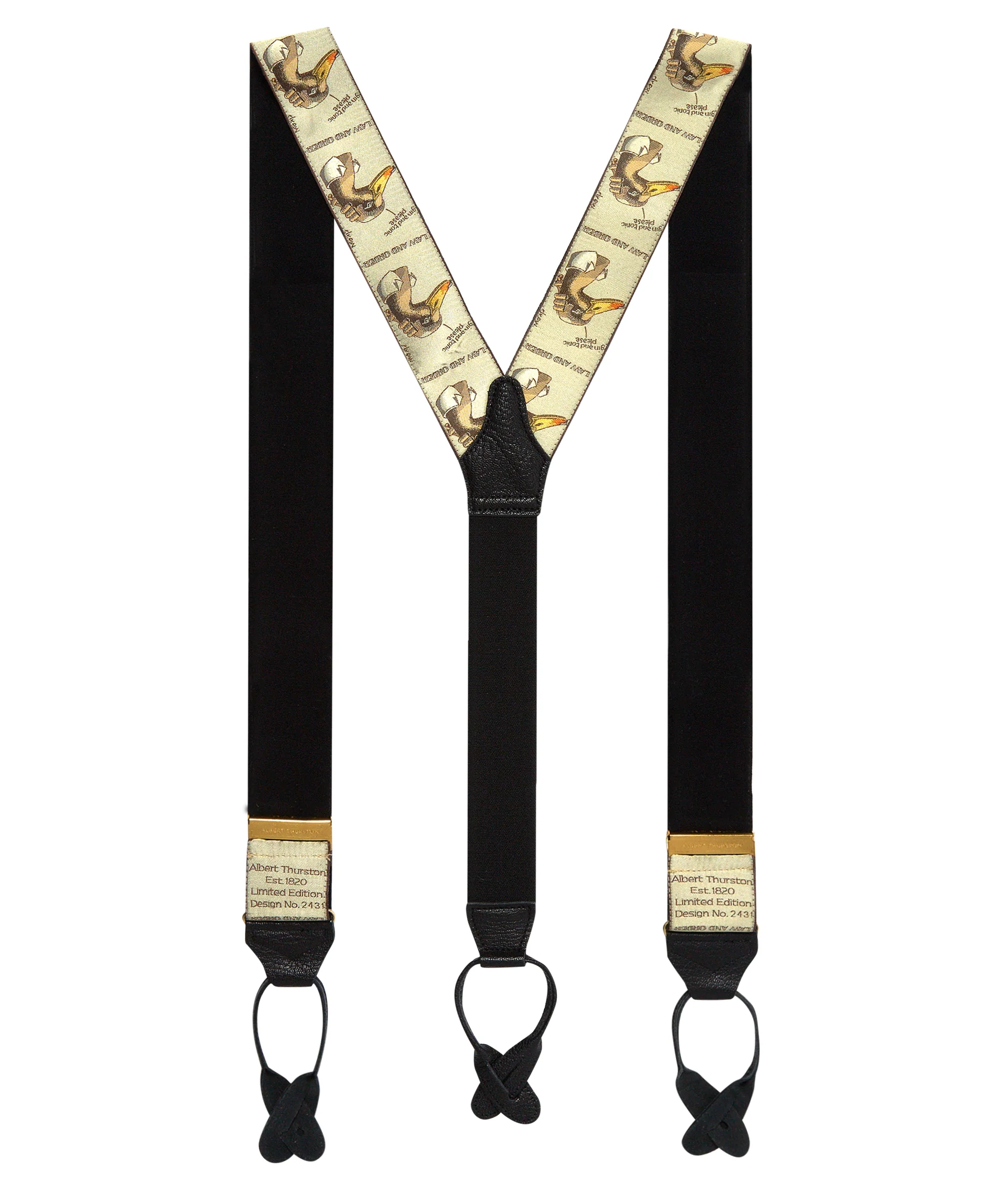 Simon Drew Law and Order Silk Braces in Gold - Image 2