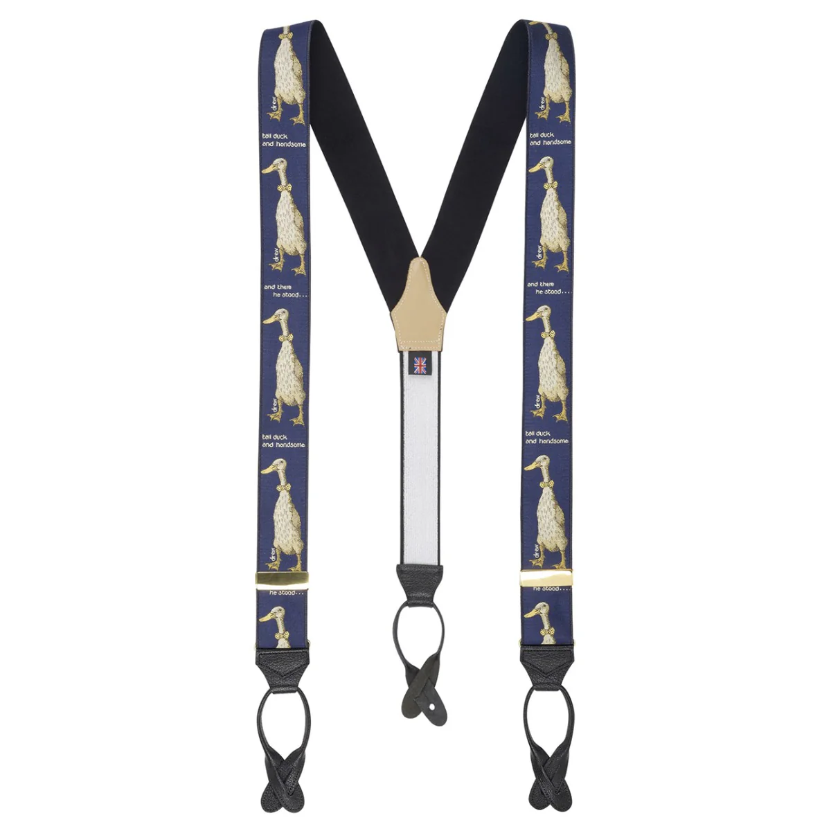 Simon Drew Tall, Duck and Handsome Silk Braces in Blue
