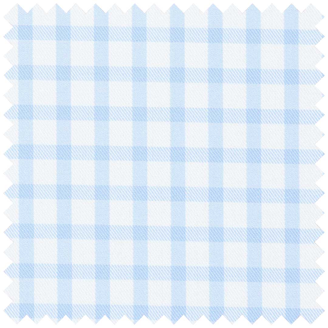 Sky Blue and White Cotton Twill Check