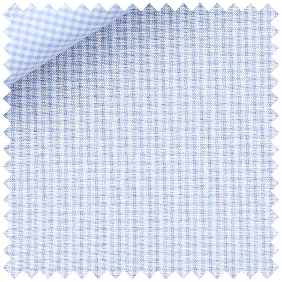 Sky Blue and White Simple Cotton Twill Check - Image 2