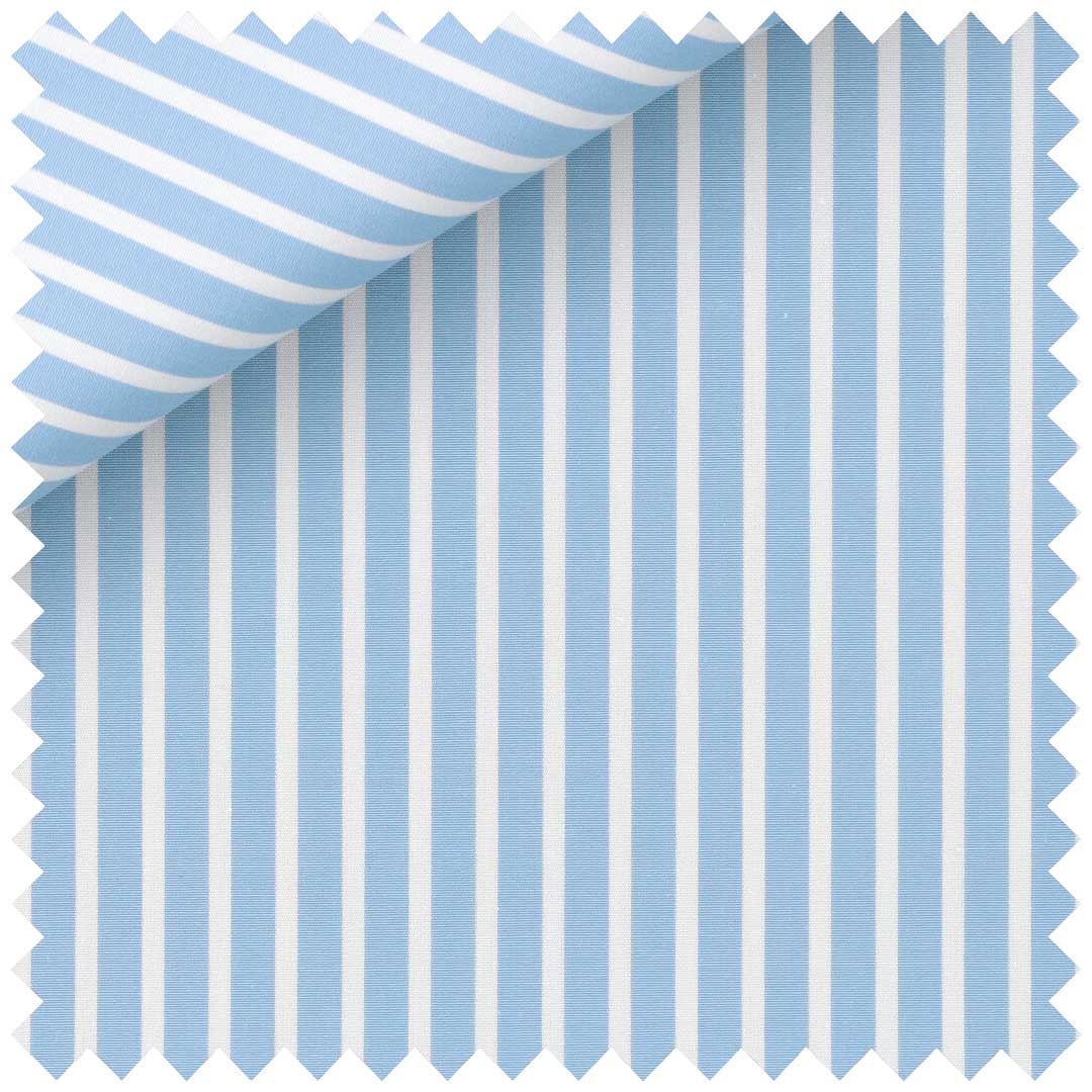 Sky Blue and White Poplin Pencil Stripe - Image 2