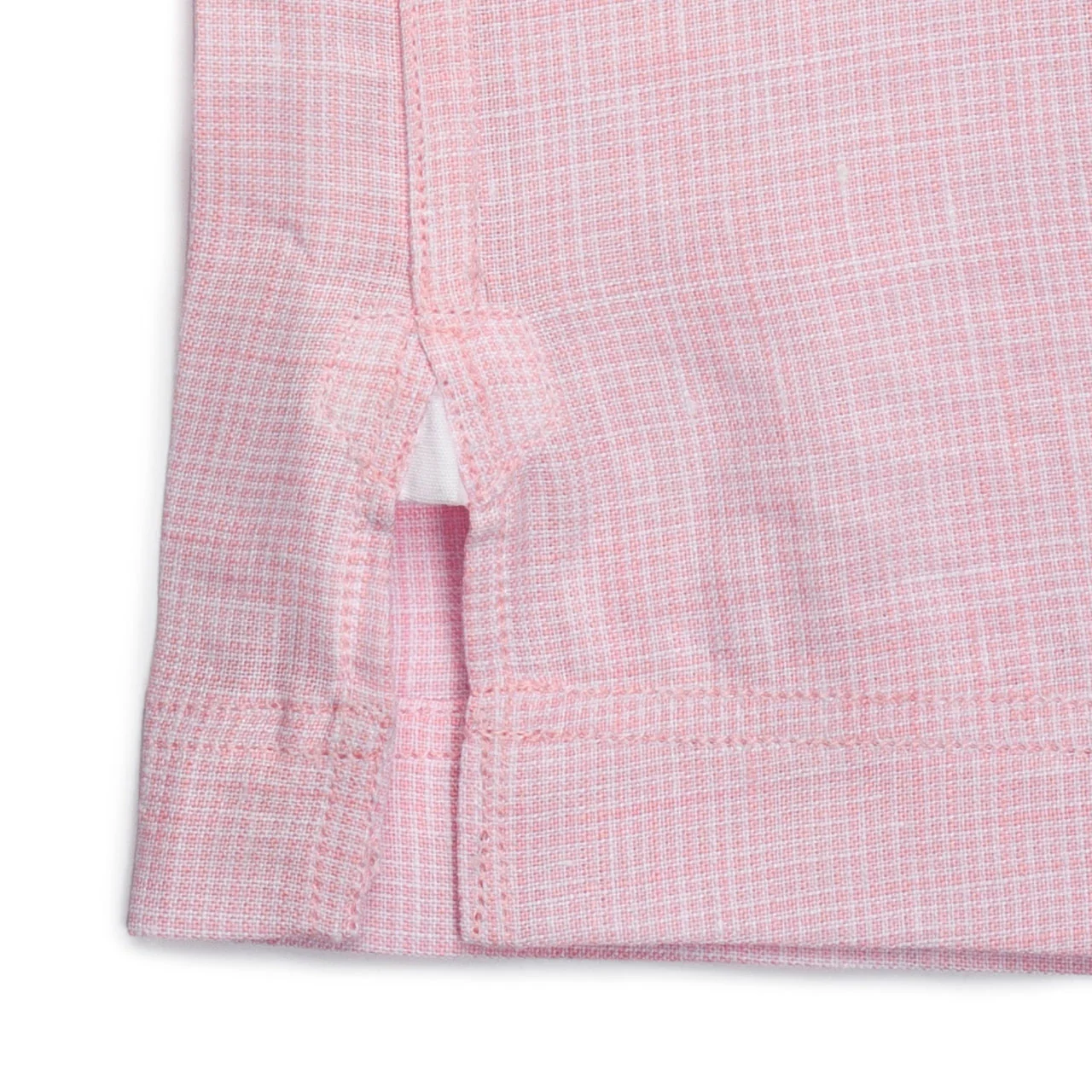 Small Check Linen Women's Pyjamas in Pink in White - Image 3