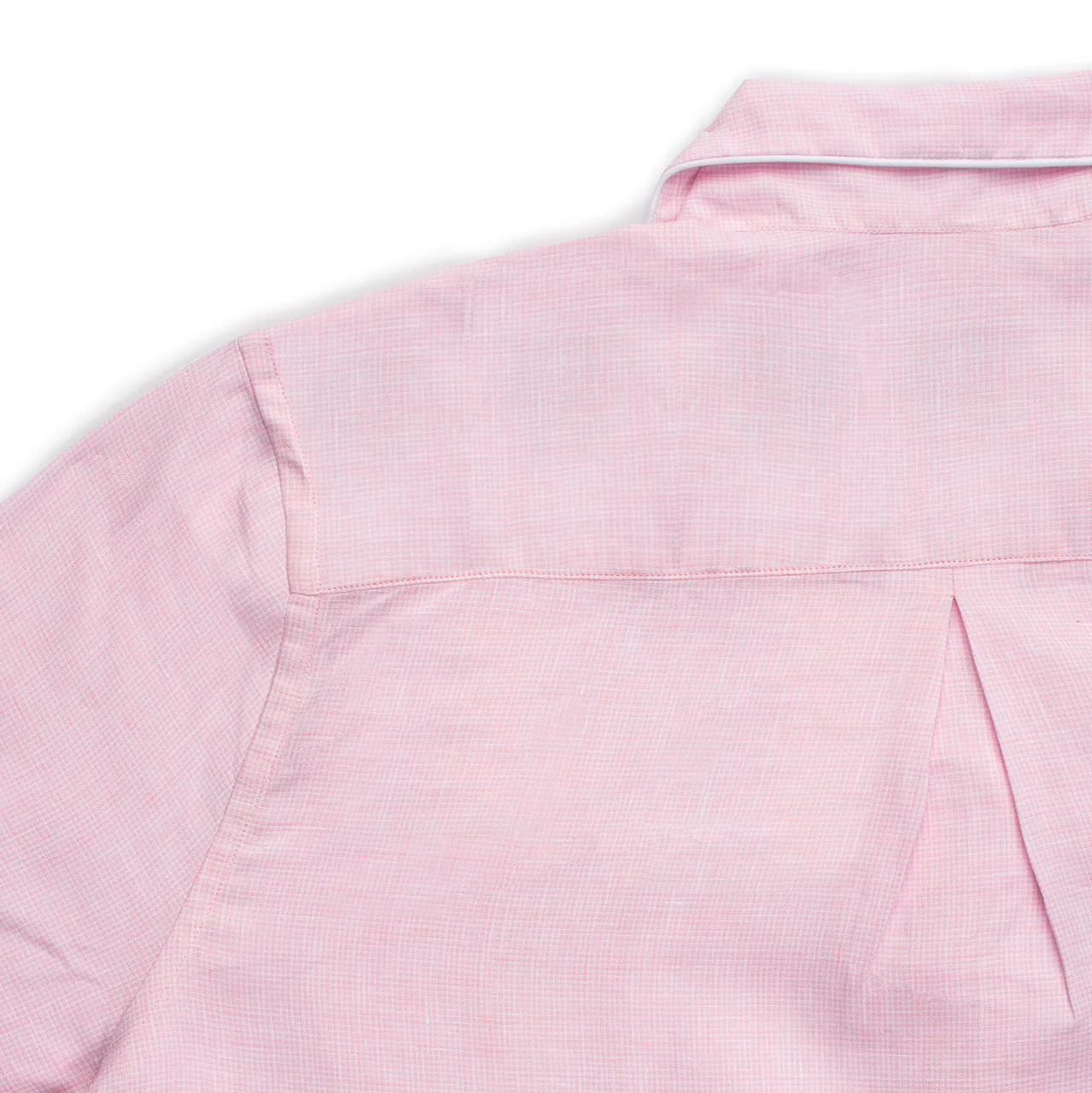 Small Check Linen Women's Pyjamas in Pink in White - Image 4
