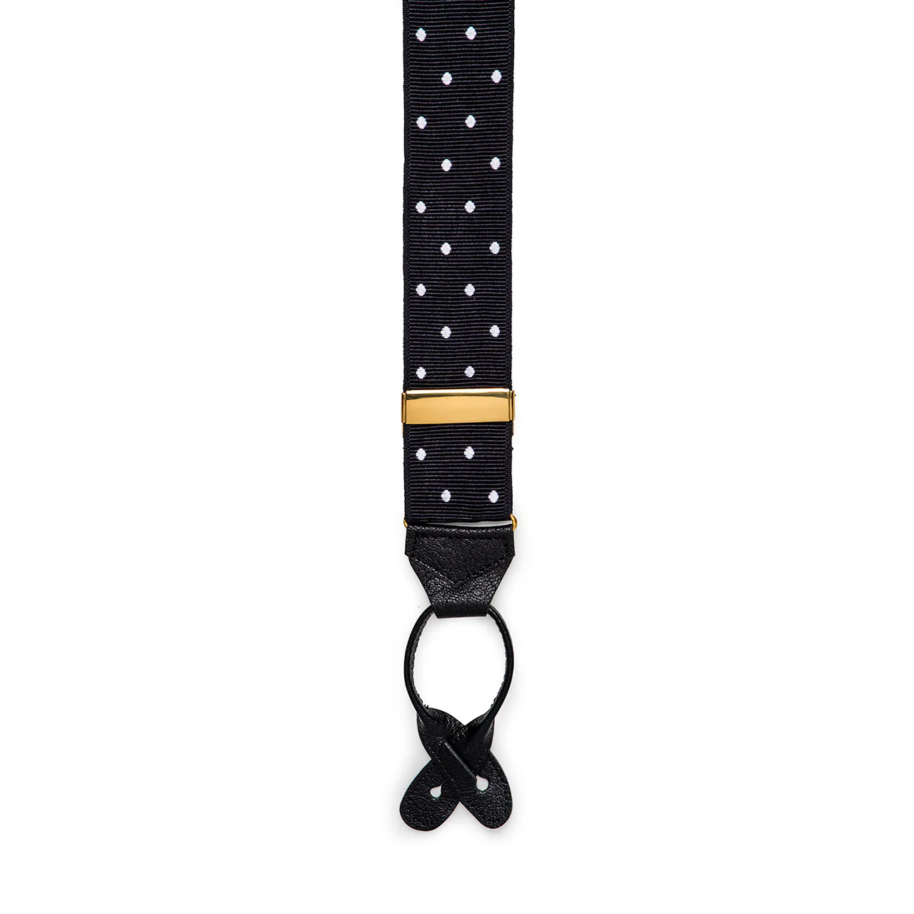 Spot Barathea Braces With Button in Black and White - Image 3