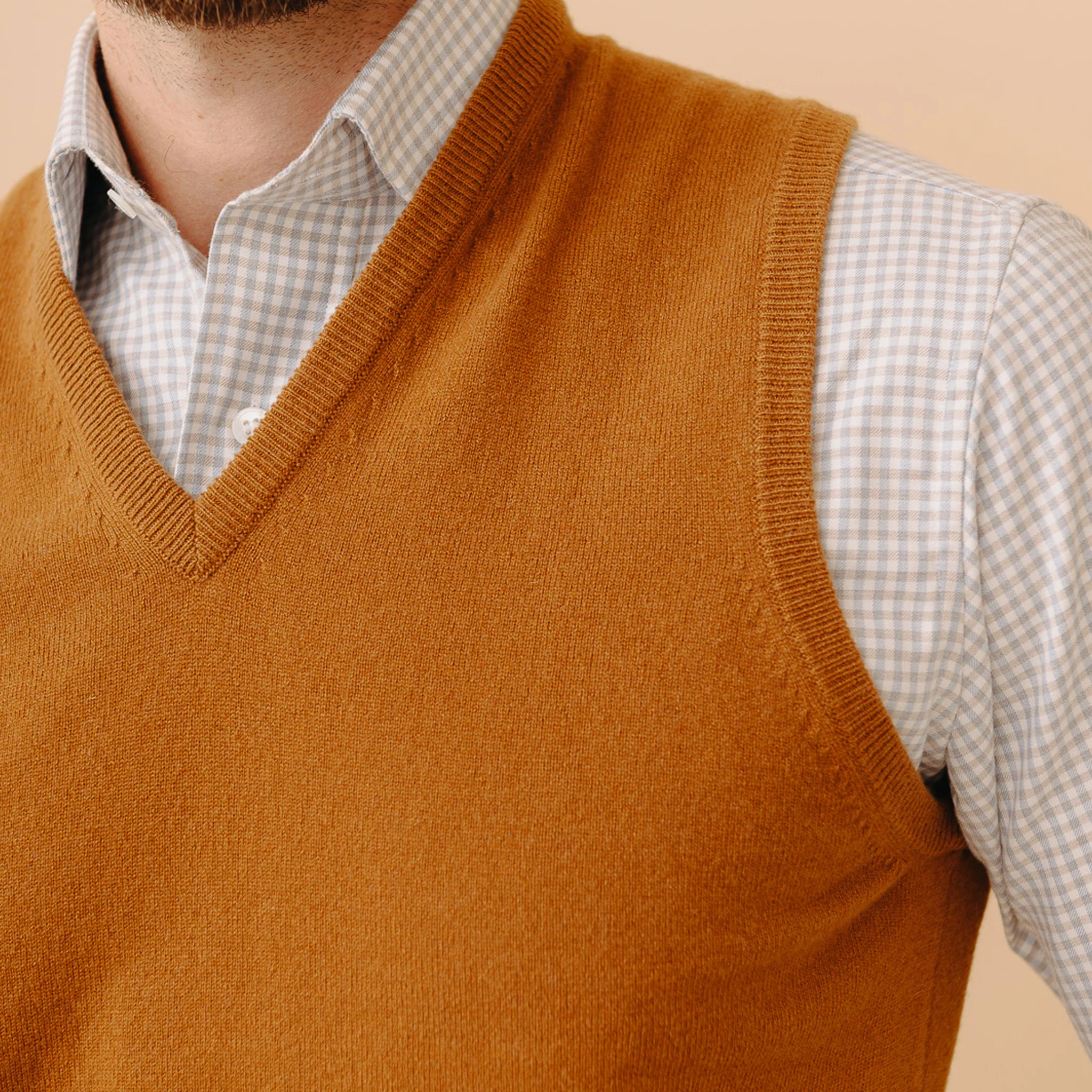 Stanhope Cashmere V-Neck Slipover in Vintage Vicuna - Image 3
