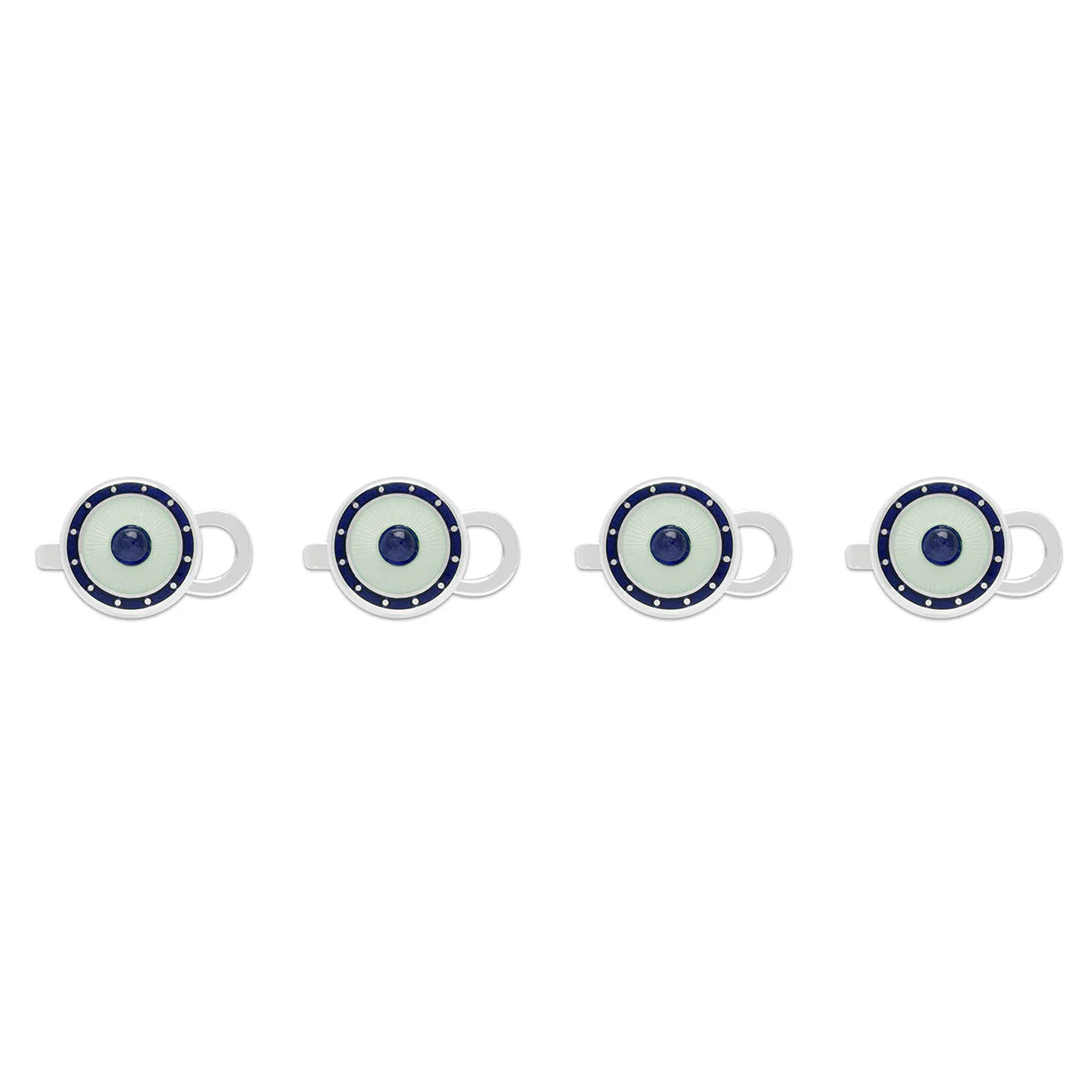 Sterling Silver Domed Enamel Dress Studs in Sapphire