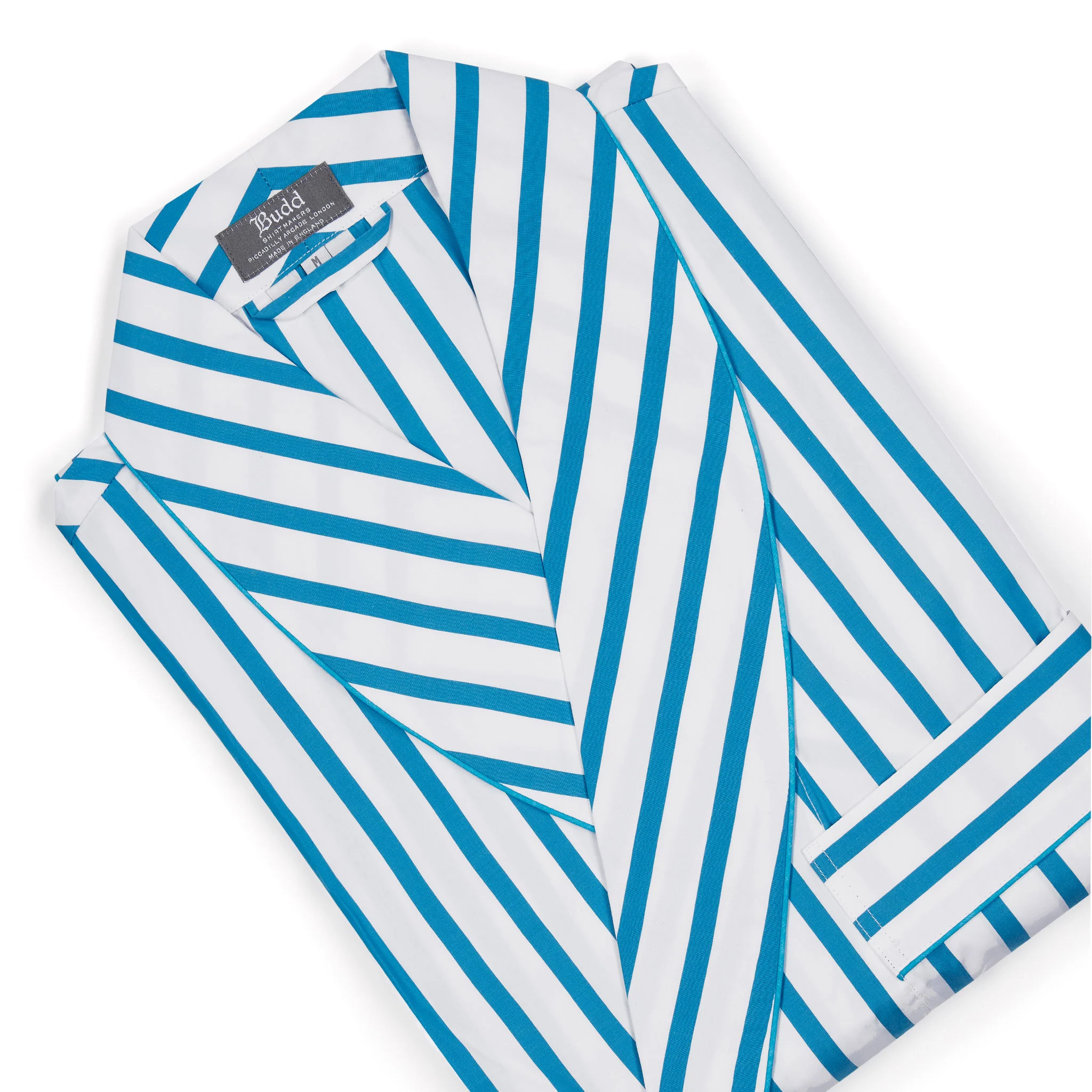 Stripe Poplin Dressing Gown in California Blue - Image 2
