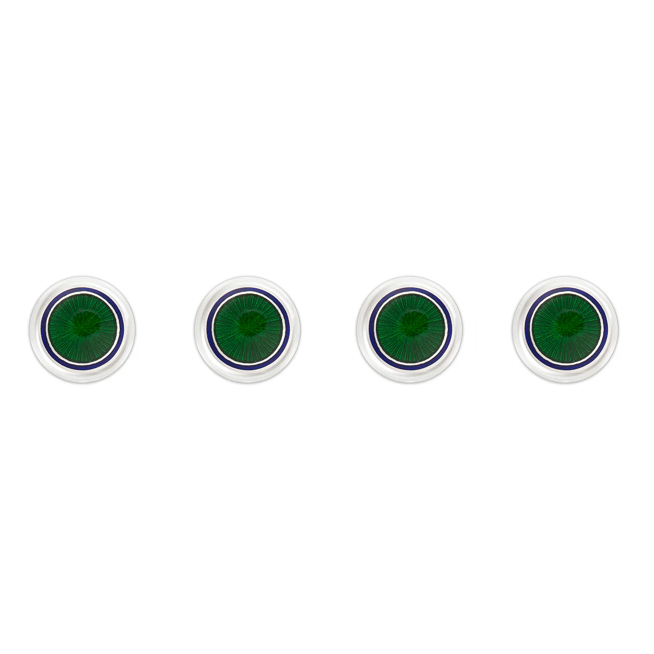 Sunburst Silver Cloisonne Dress Shirt Studs in Green