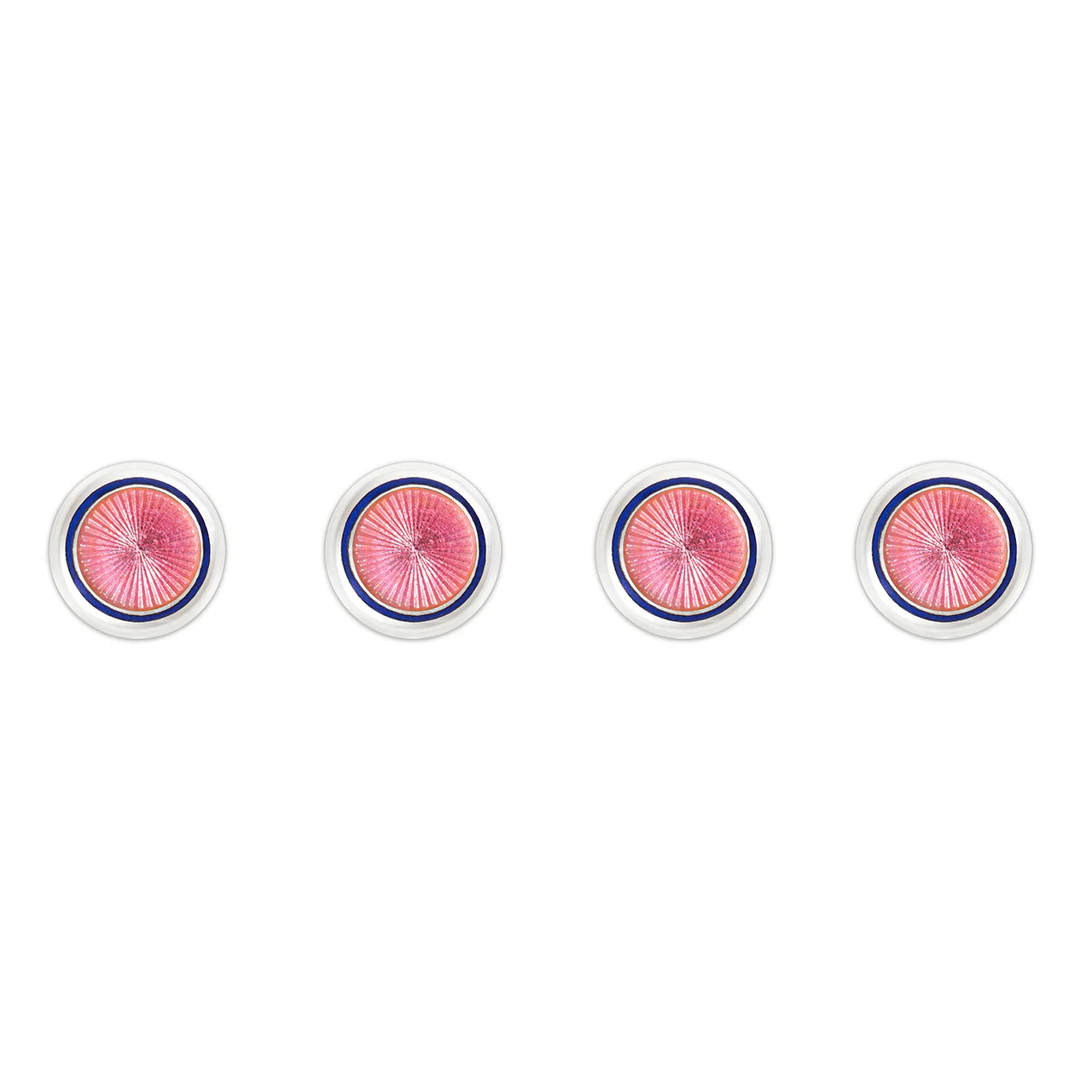 Sunburst Silver Cloisonne Dress Shirt Studs in Pink