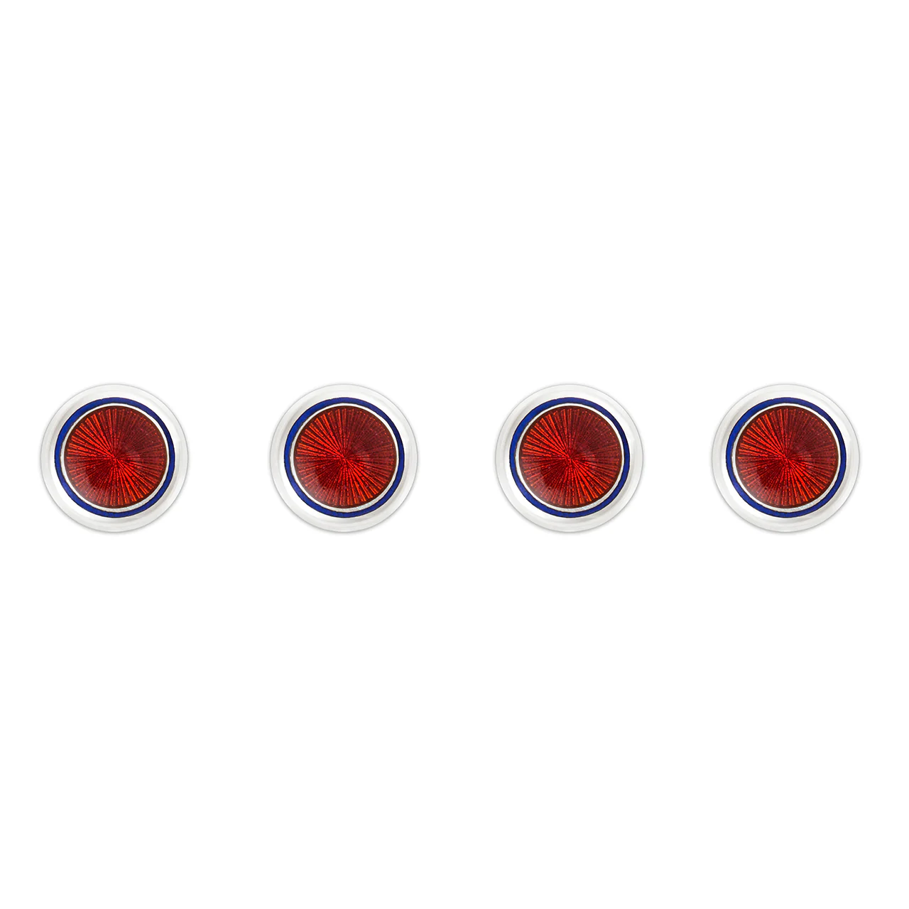 Sunburst Silver Cloisonne Dress Shirt Studs in Red