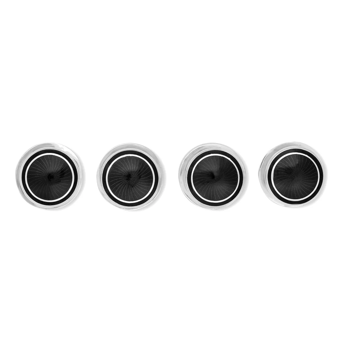 Sunburst Silver Enamel Dress Shirt Studs in Charcoal