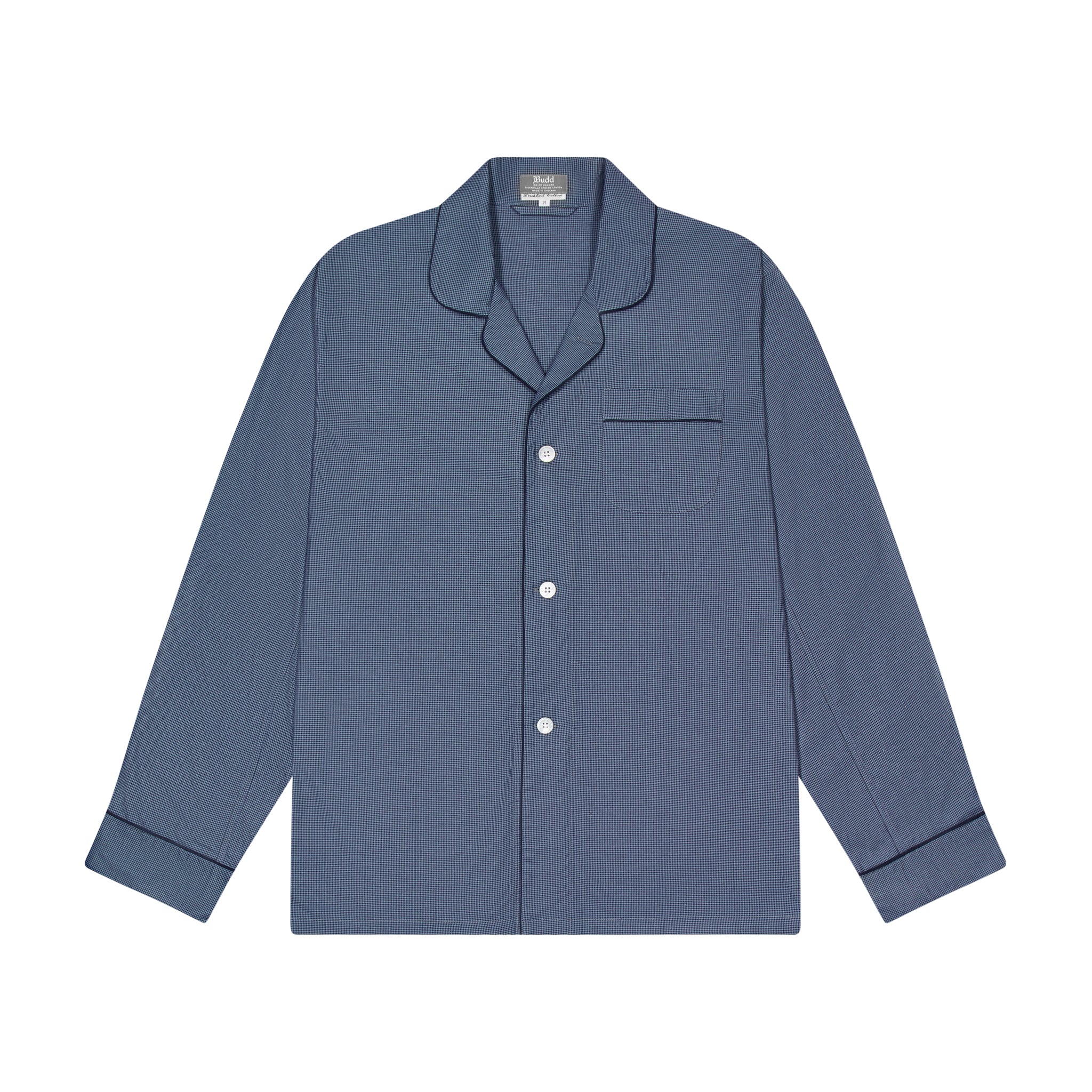 Swiss Brushed Cotton Puppytooth Pyjamas in Blue and Navy - Image 3