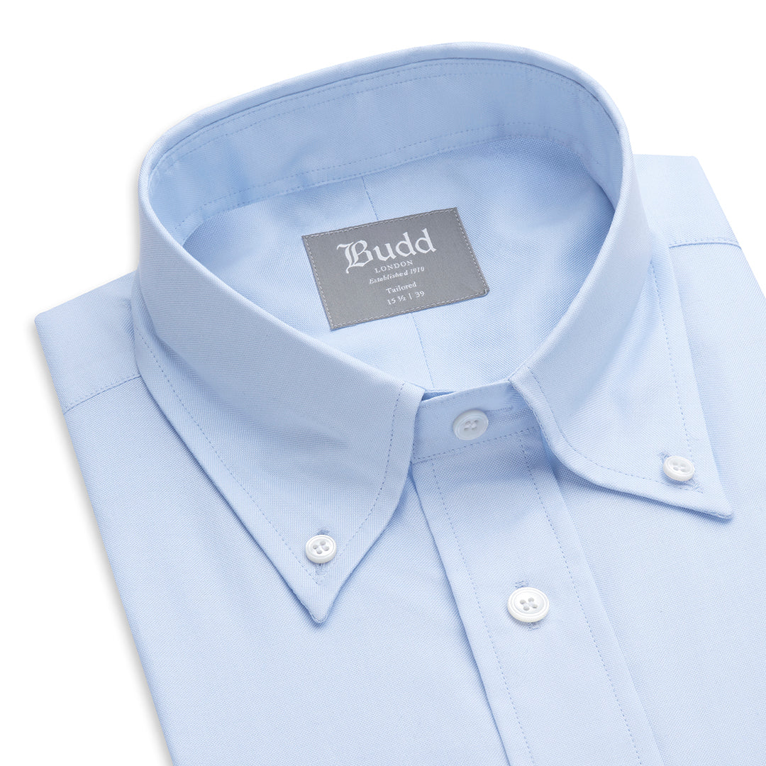 Tailored Fit Button Down Oxford Shirt in Sky Blue - Image 2