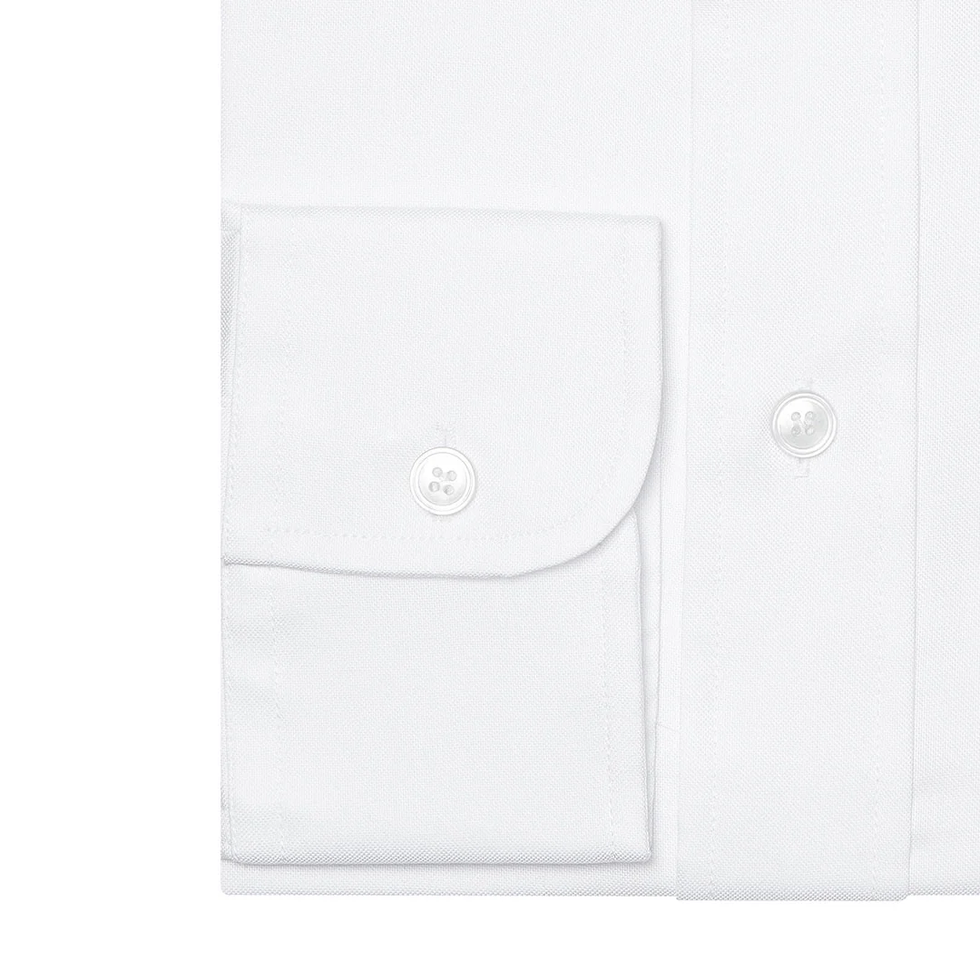 Tailored Fit Button Down Oxford Shirt in White - Image 3
