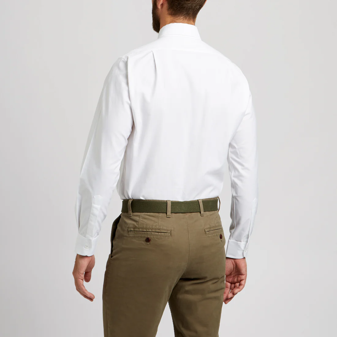 Tailored Fit Button Down Oxford Shirt in White - Image 4
