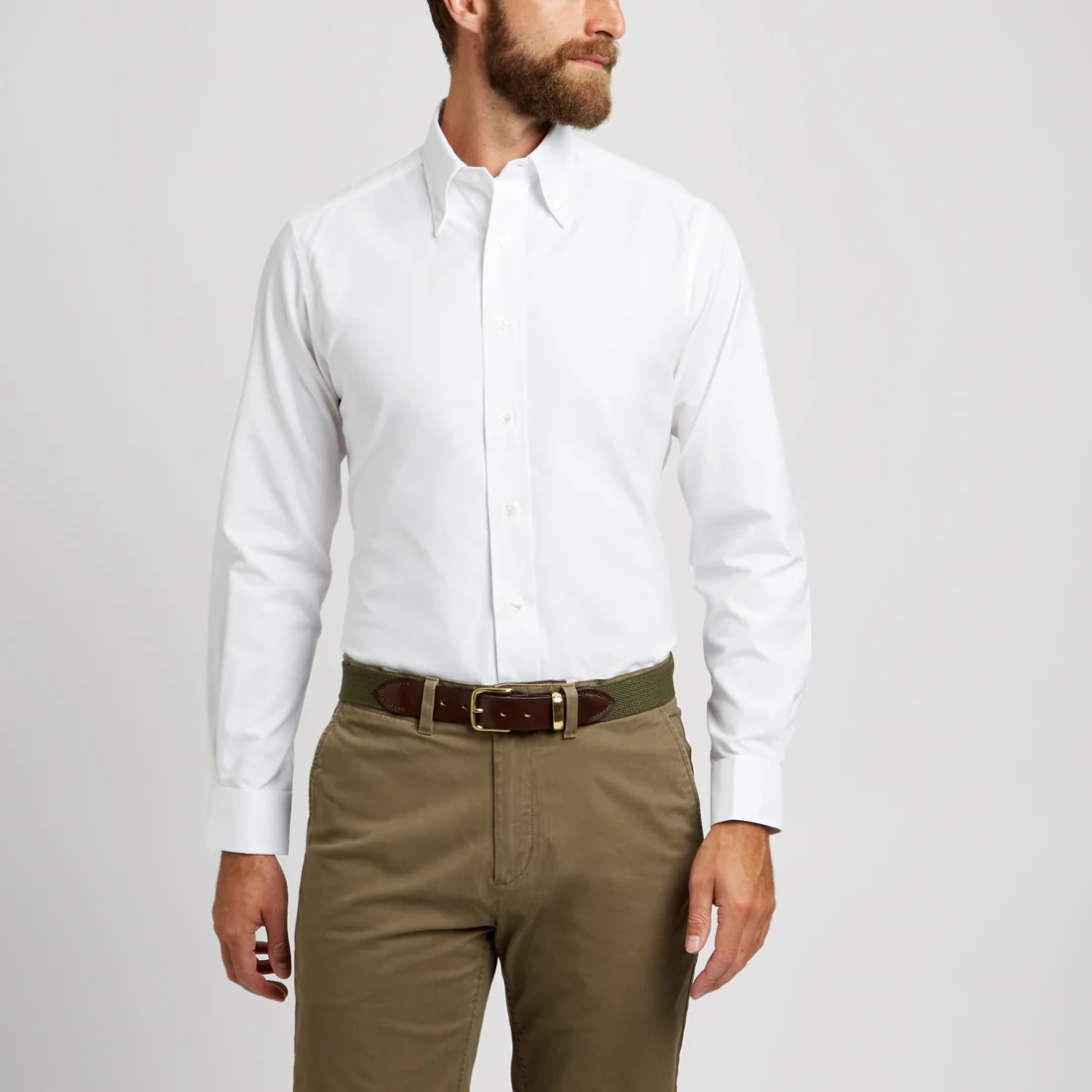 Tailored Fit Button Down Oxford Shirt in White - Image 6