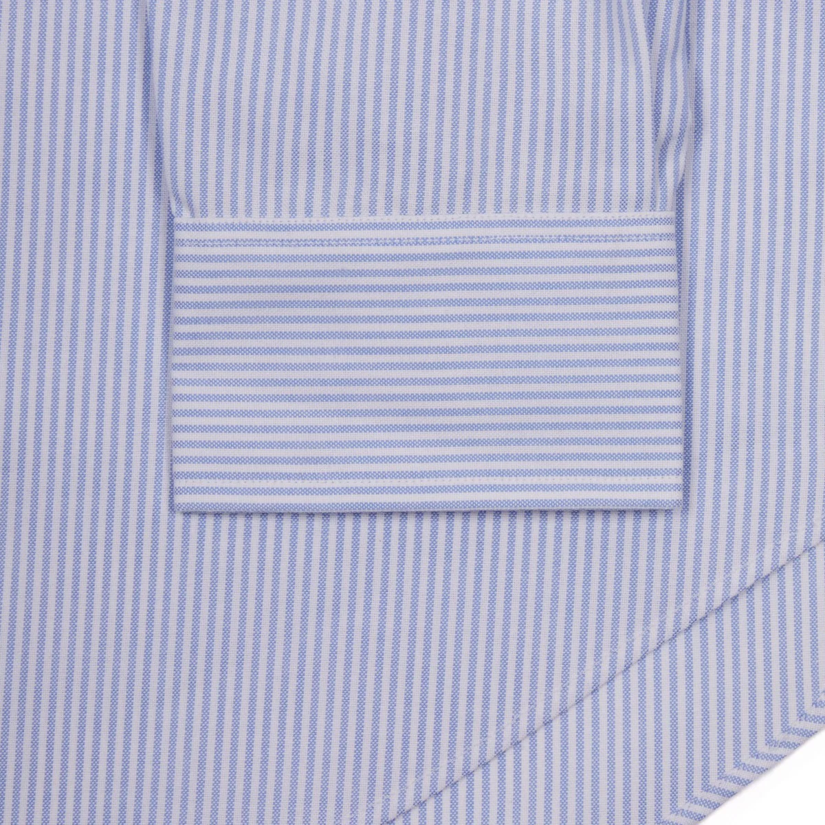 Tailored Fit Button Down Stripe Oxford Shirt in Sky Blue and White - Image 3