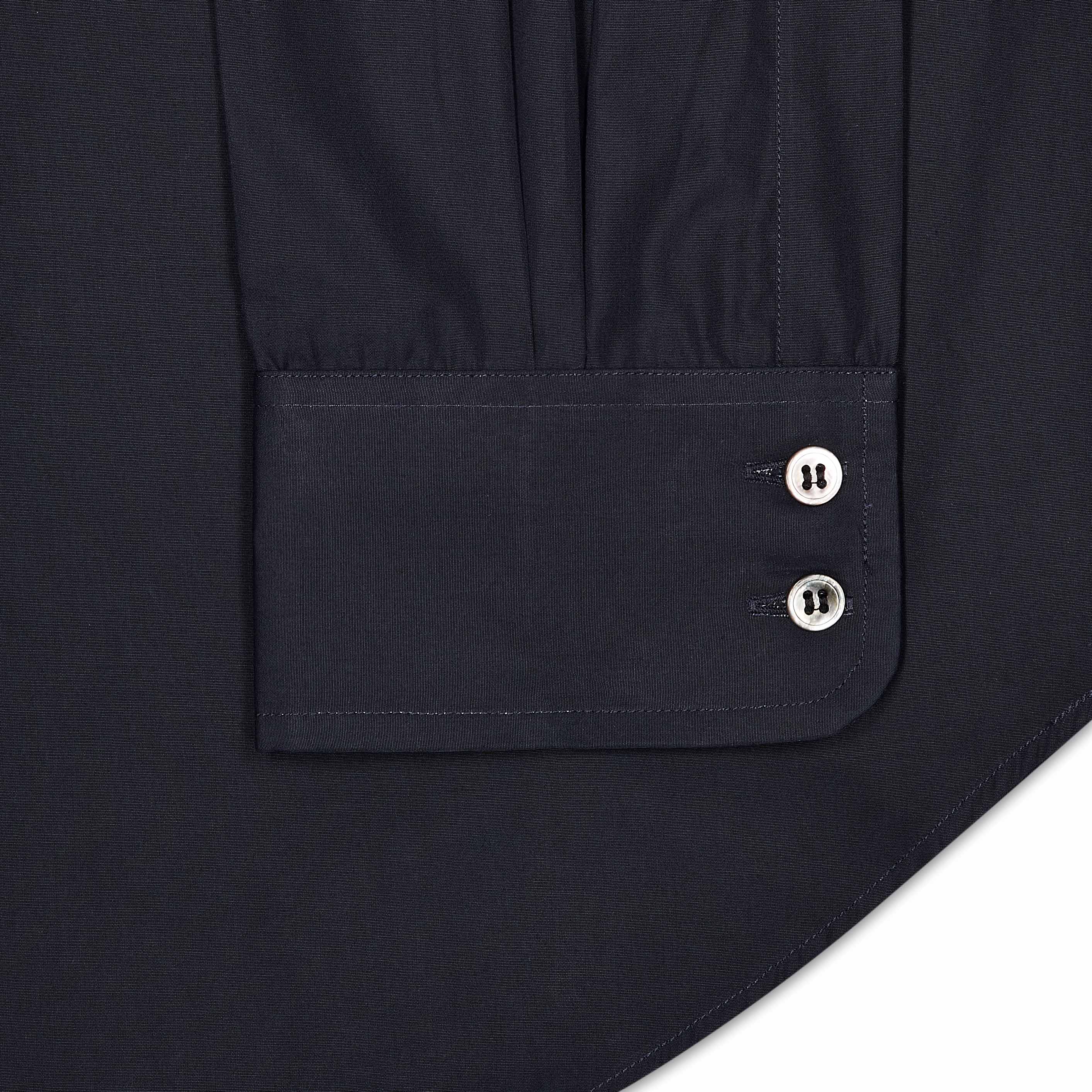 Tailored Fit Chambray Bank Collar Shirt in Midnight - Image 3