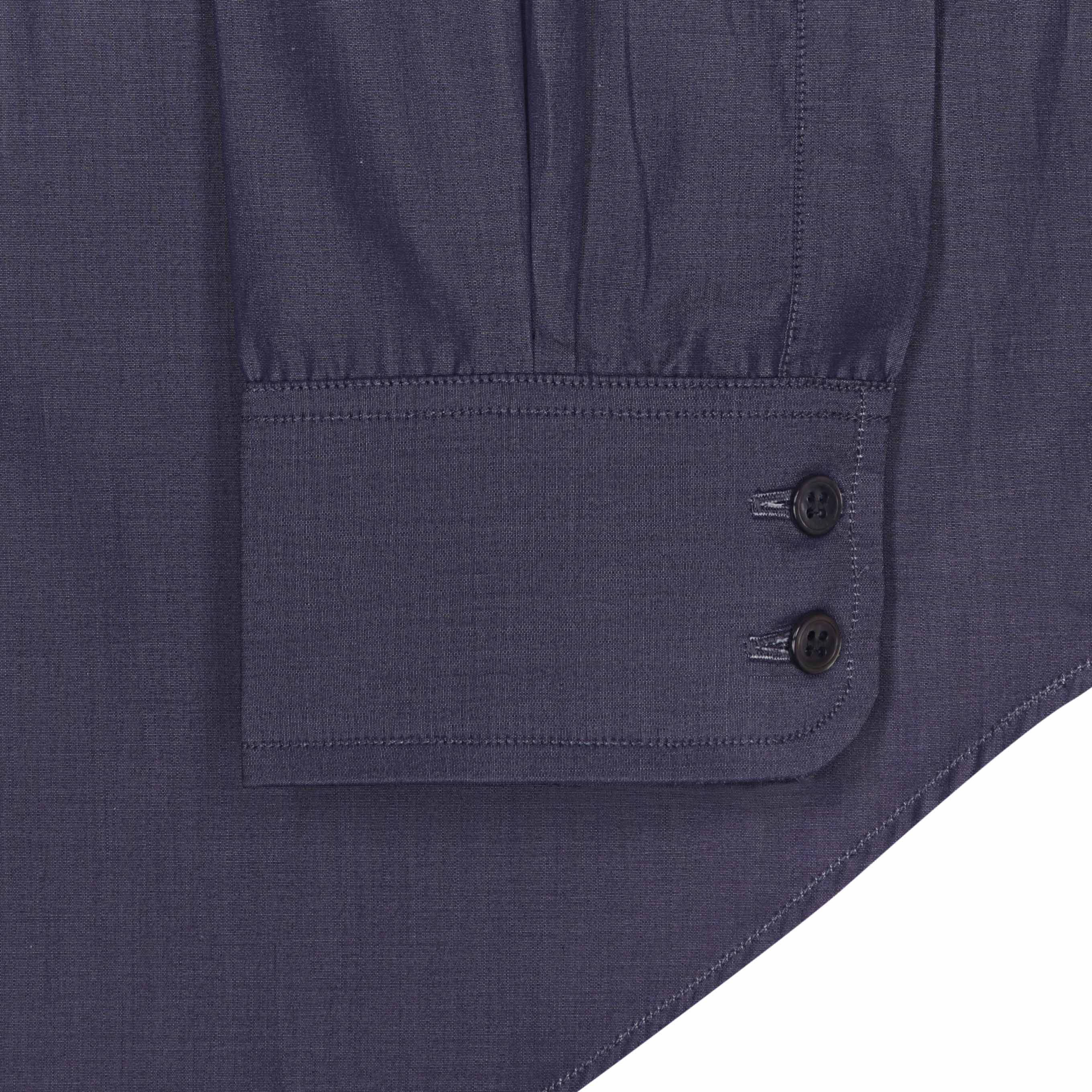 Tailored Fit Chambray Bank Collar Shirt in Navy - Image 3