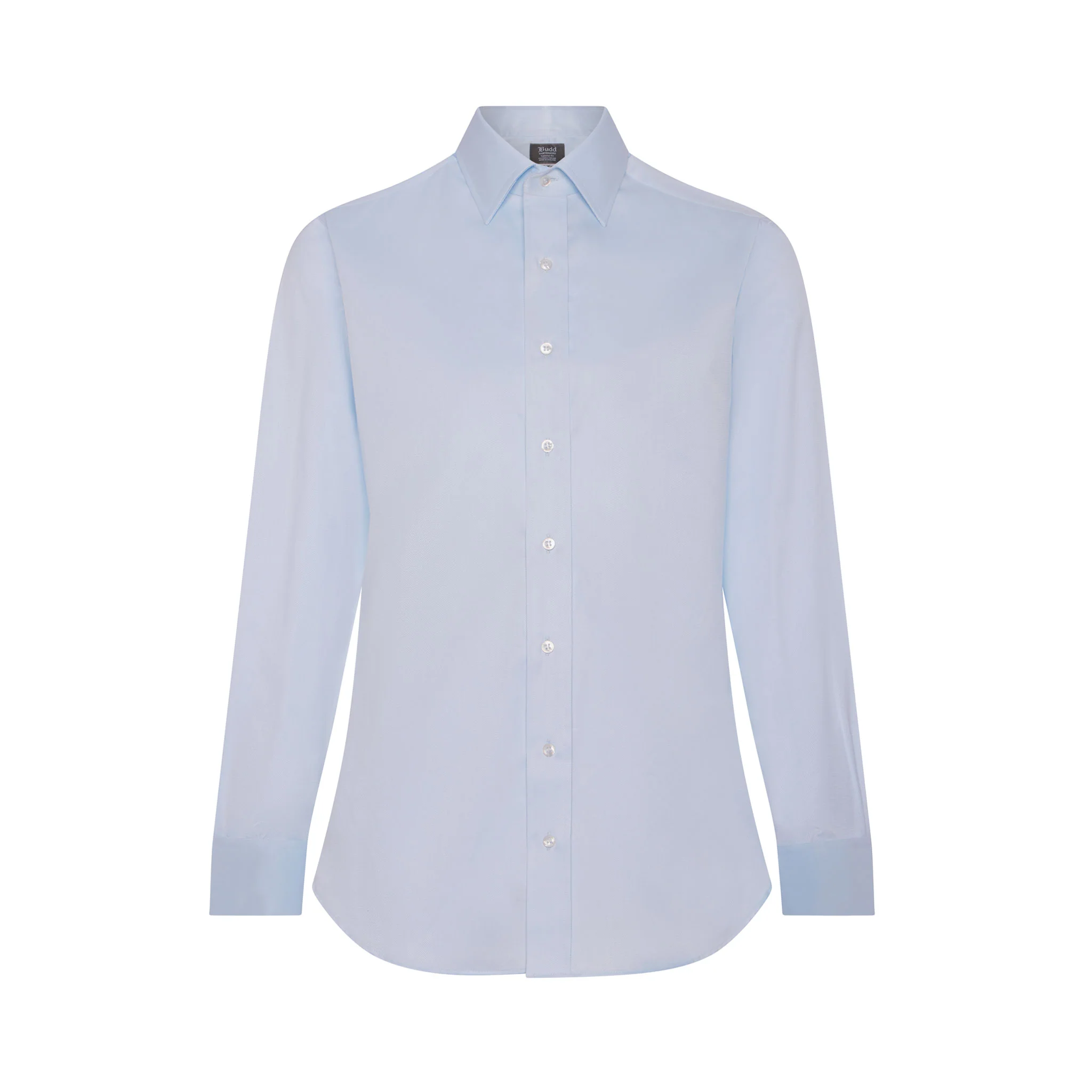 Tailored Fit Fine Piquet Double Cuff Shirt in Sky Blue - Image 4