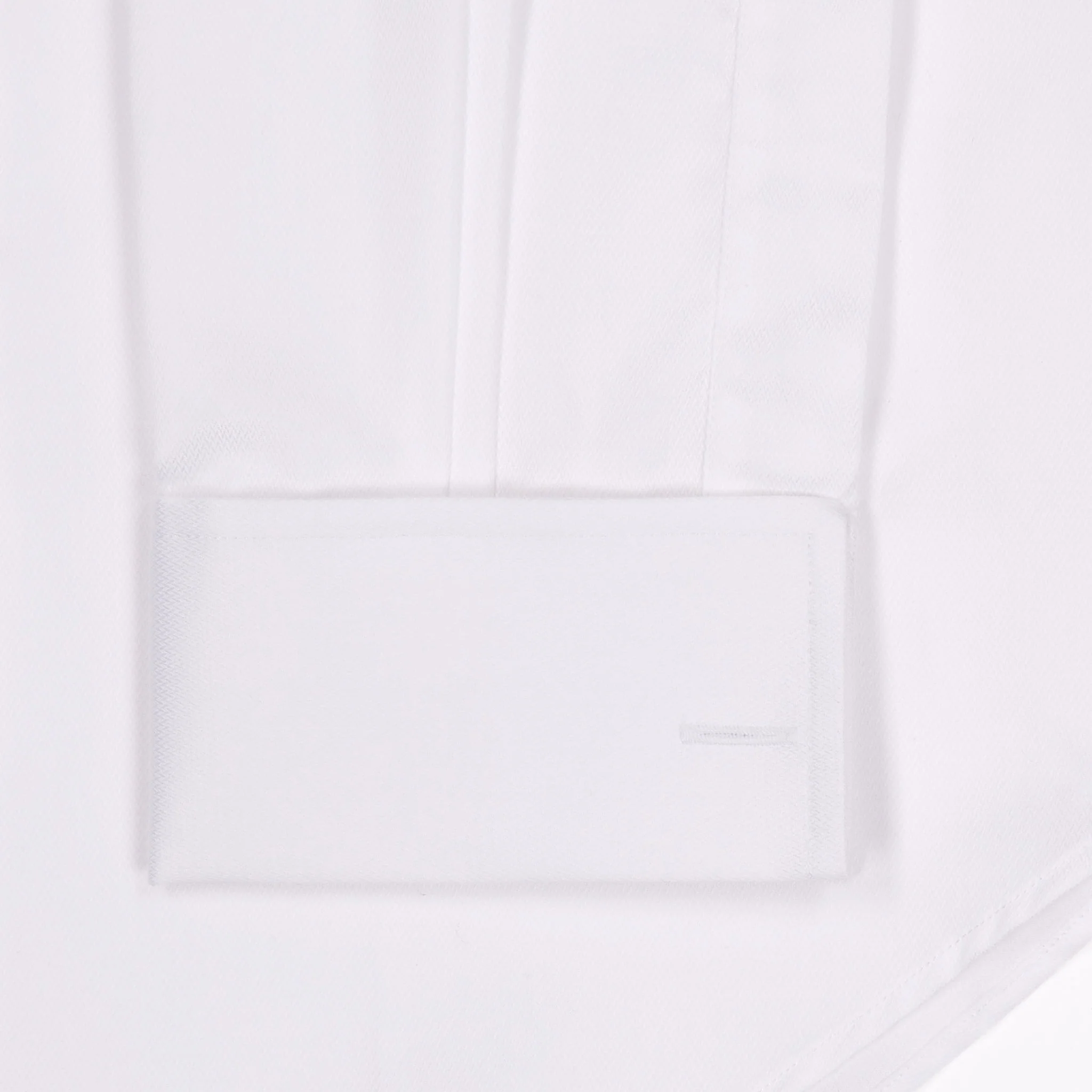 Tailored Fit Fine Piquet Double Cuff Shirt in White - Image 3