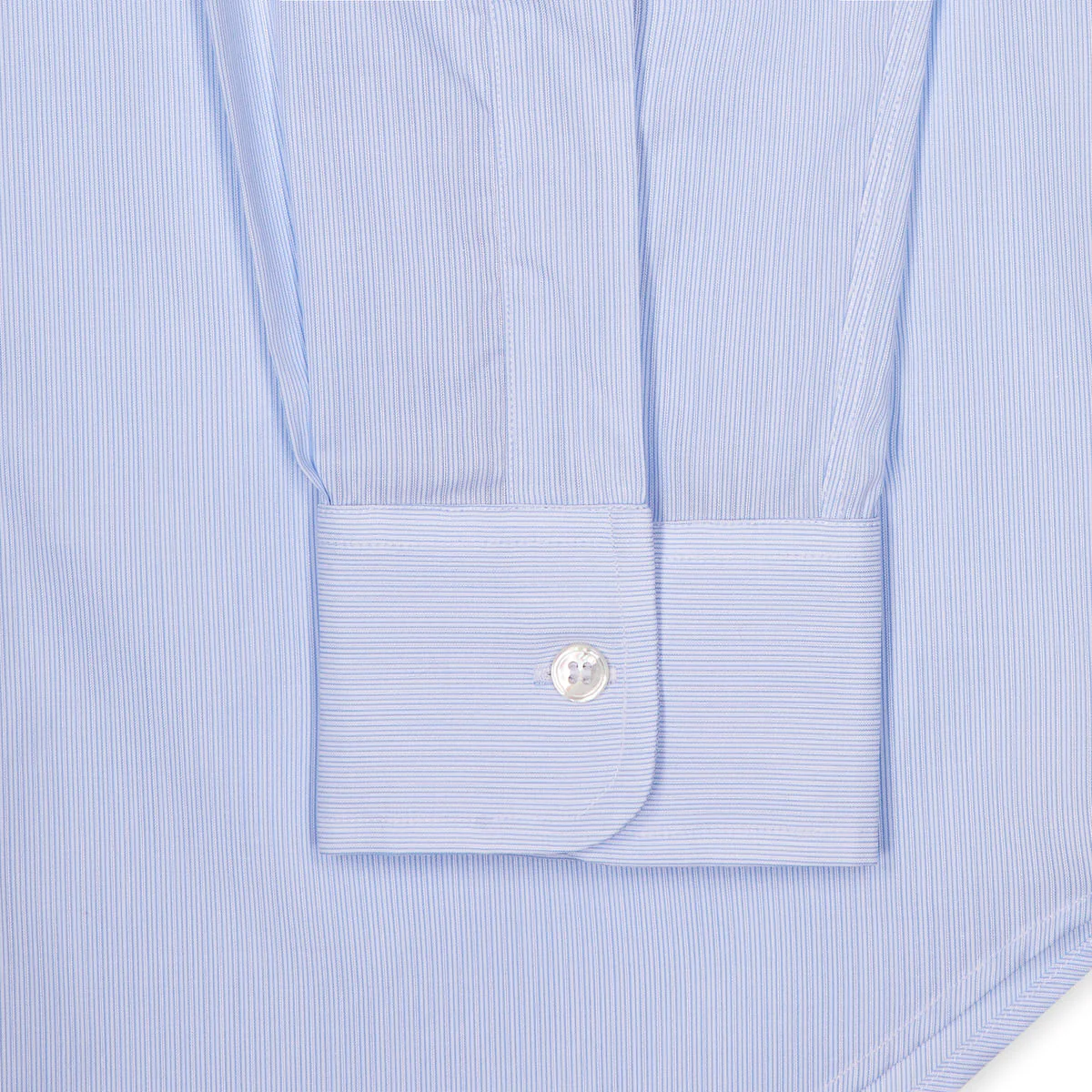 Tailored Fit Needle Stripe Button Cuff Shirt in Sky Blue - Image 4