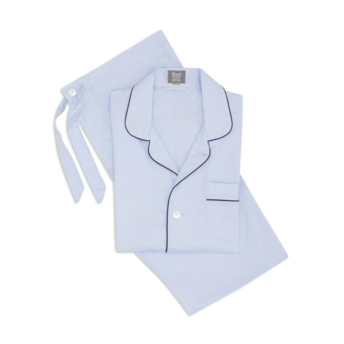 Tailored Fit Plain Batiste Pyjamas in Sky and Navy