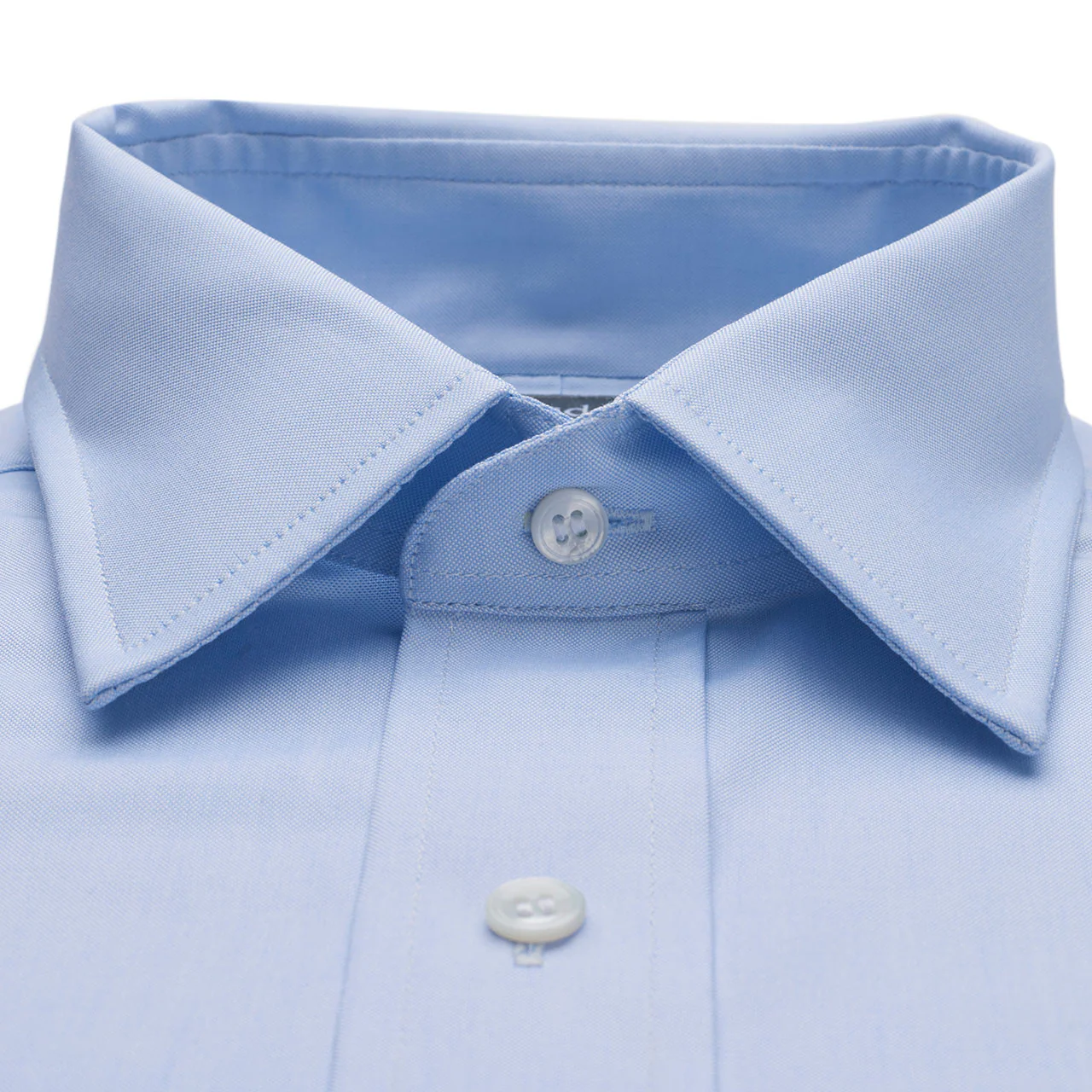 Tailored Fit Plain Pinpoint Oxford Button Cuff Shirt in Sky Blue - Image 4