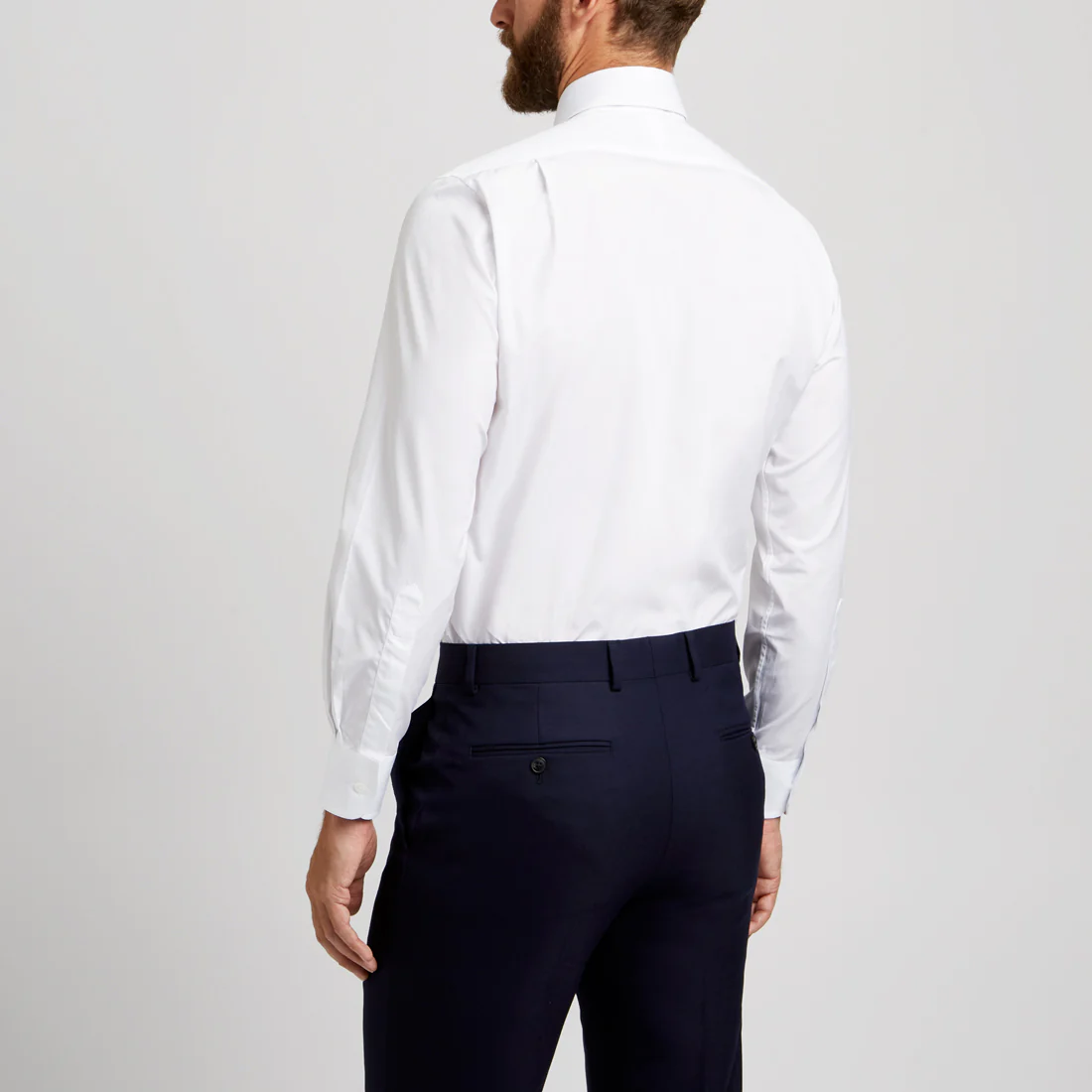 Tailored Fit Plain Poplin Double Cuff Shirt in White - Image 6