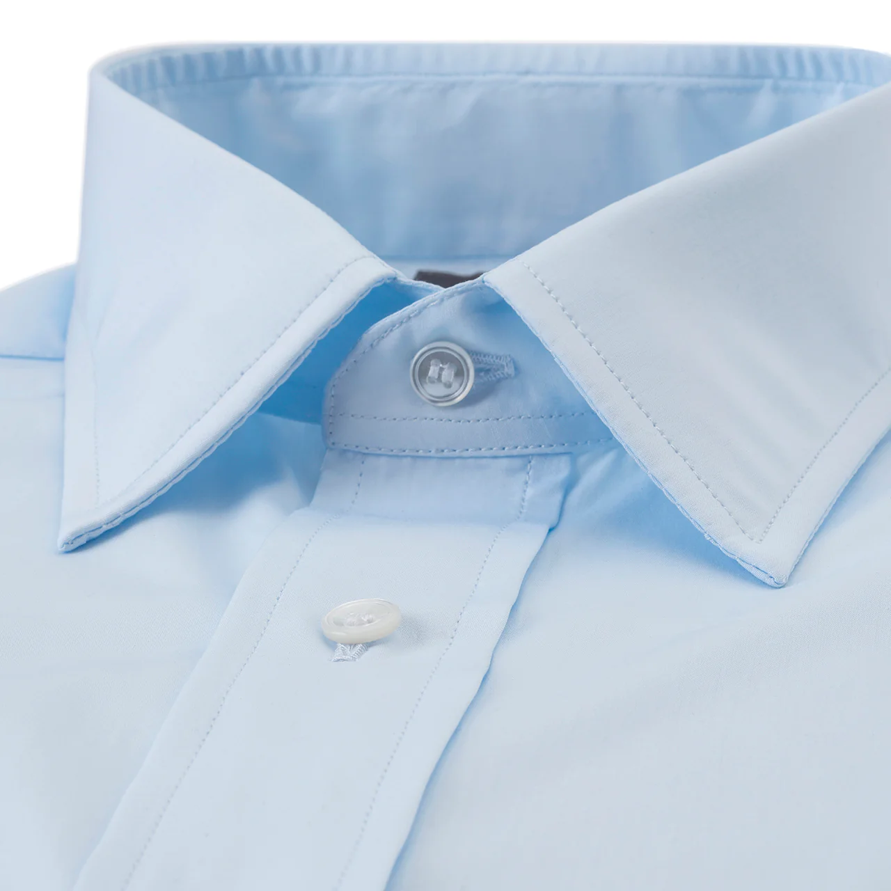 Tailored Fit Plain Soyella Double Cuff Shirt in Sky Blue - Image 3
