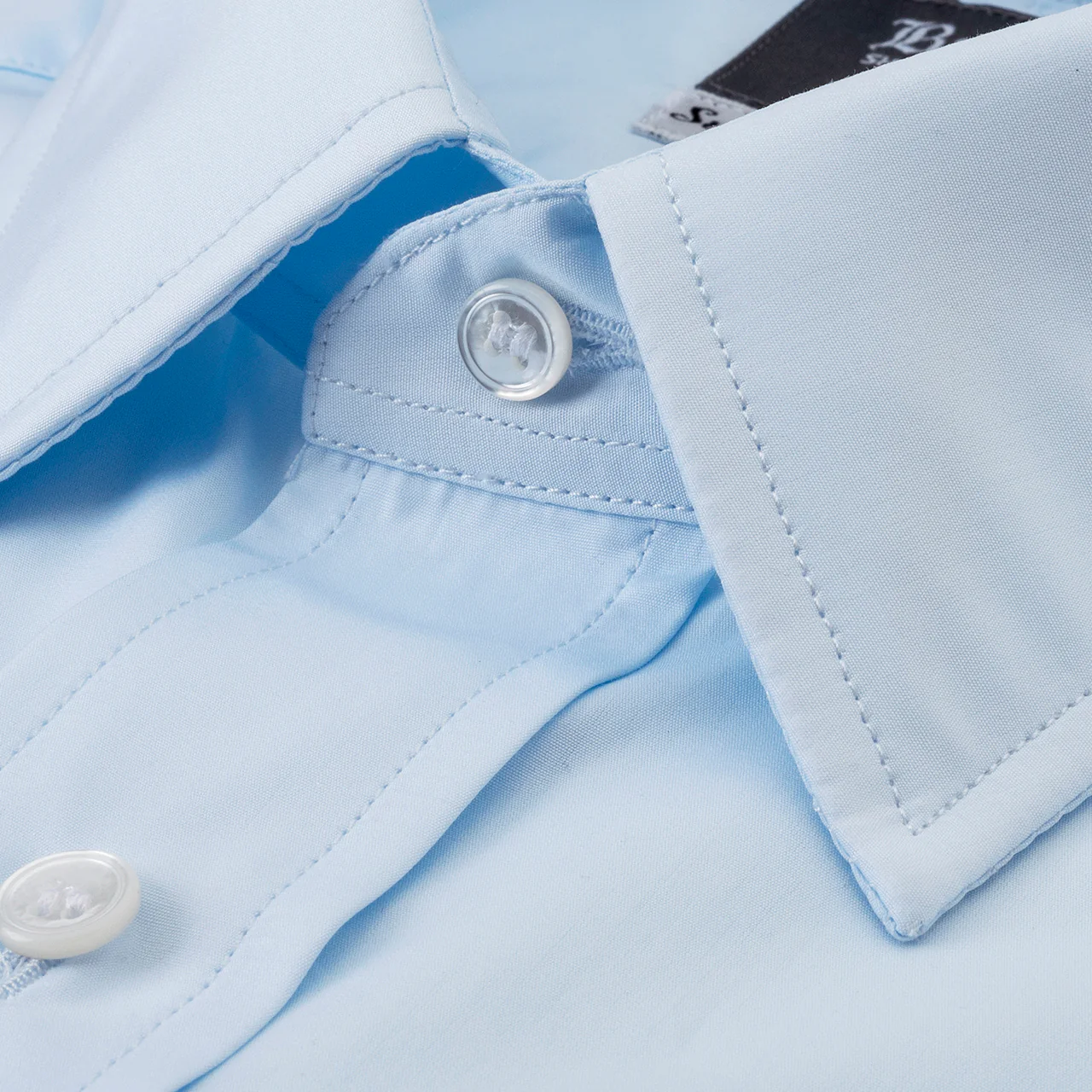Tailored Fit Plain Soyella Double Cuff Shirt in Sky Blue - Image 4