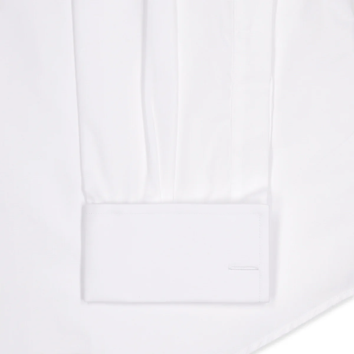 Tailored Fit Poplin Bank Collar Double Cuff Shirt in White - Image 3