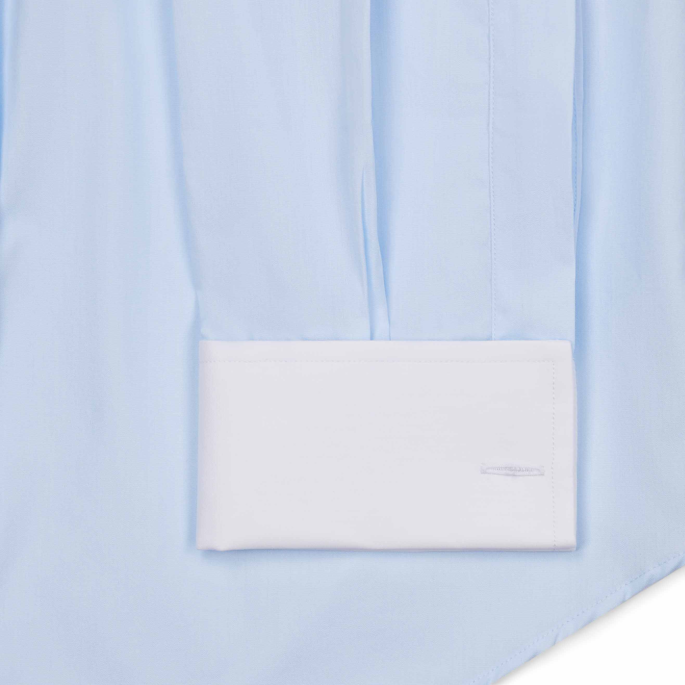 Tailored Fit Poplin Shirt in Sky Blue with White Collar and Cuffs - Image 3