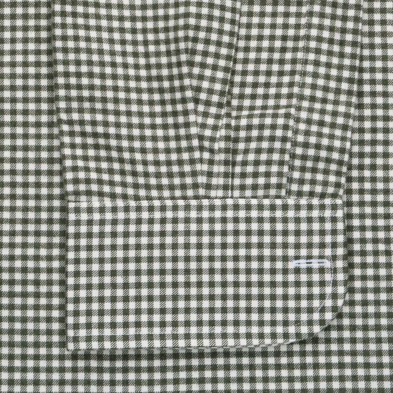 Tailored Fit Small Gingham Brushed Cotton Button Cuff Shirt in Green - Image 5