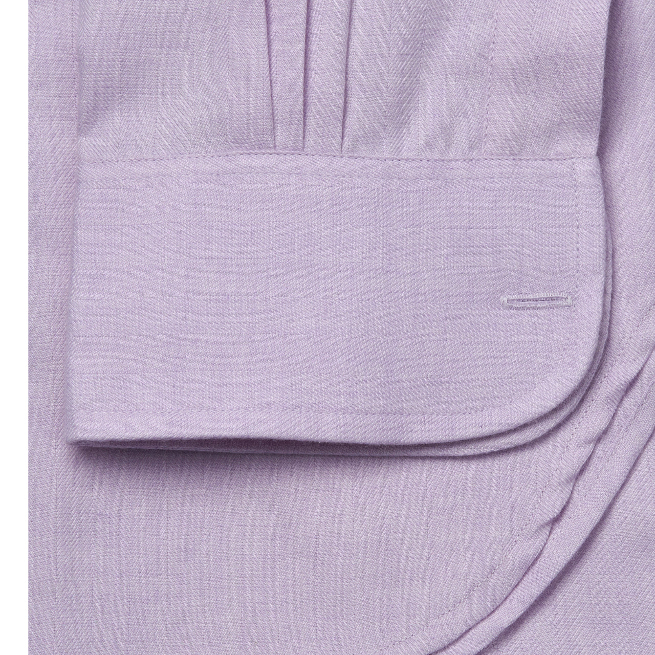 Tailored Fit Small Herringbone Cotton and Cashmere Button Cuff Shirt in Lilac - Image 2